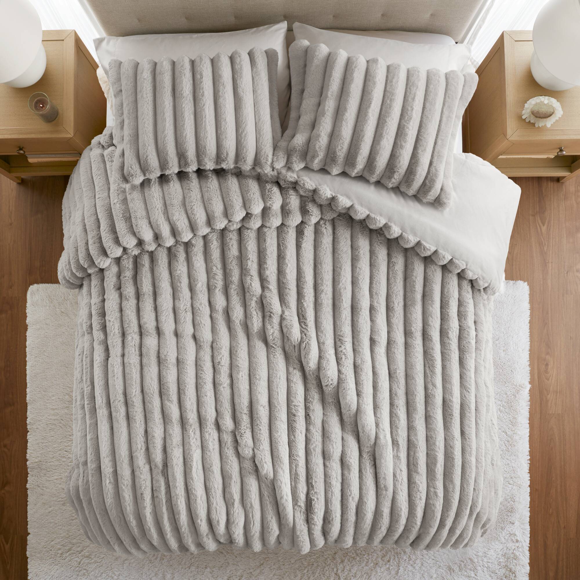 Ultrasoft Faux Fur Ribbed Comforter Set