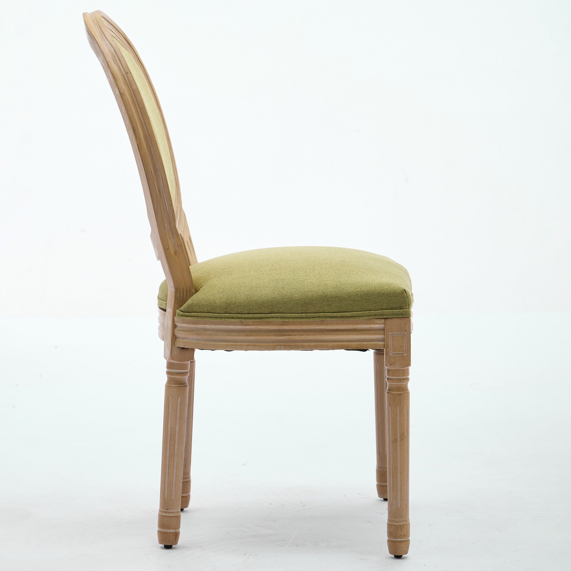 French Country Dining Chairs with Round Upholstered Backrest, Set of 2