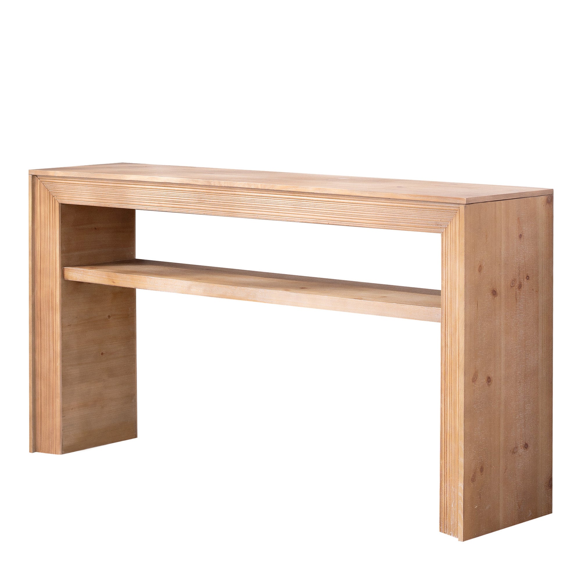 Rustic Solid Wood Console Table with Storage Shelf