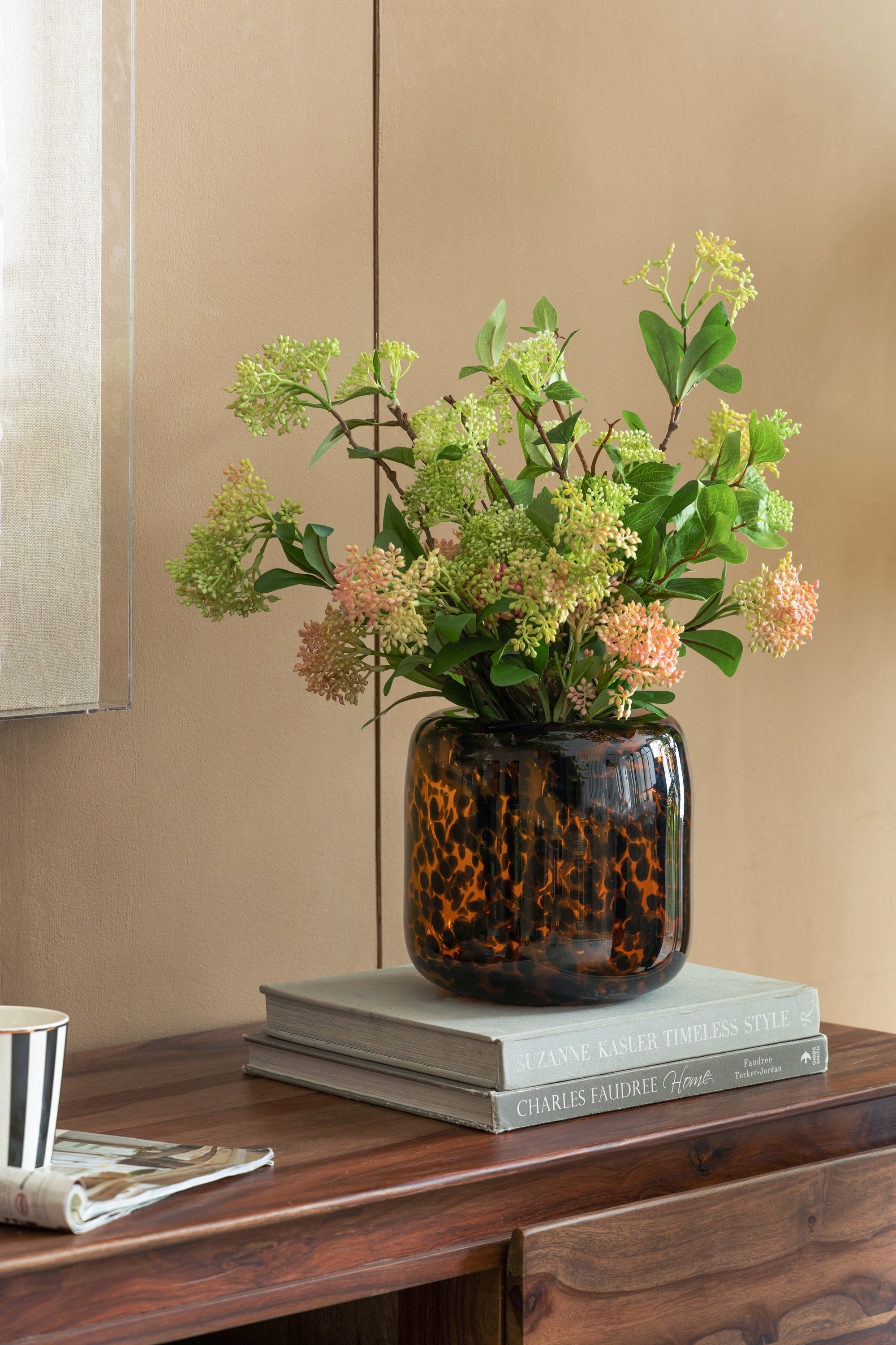 Tortoiseshell Amber Glass Vase, Short