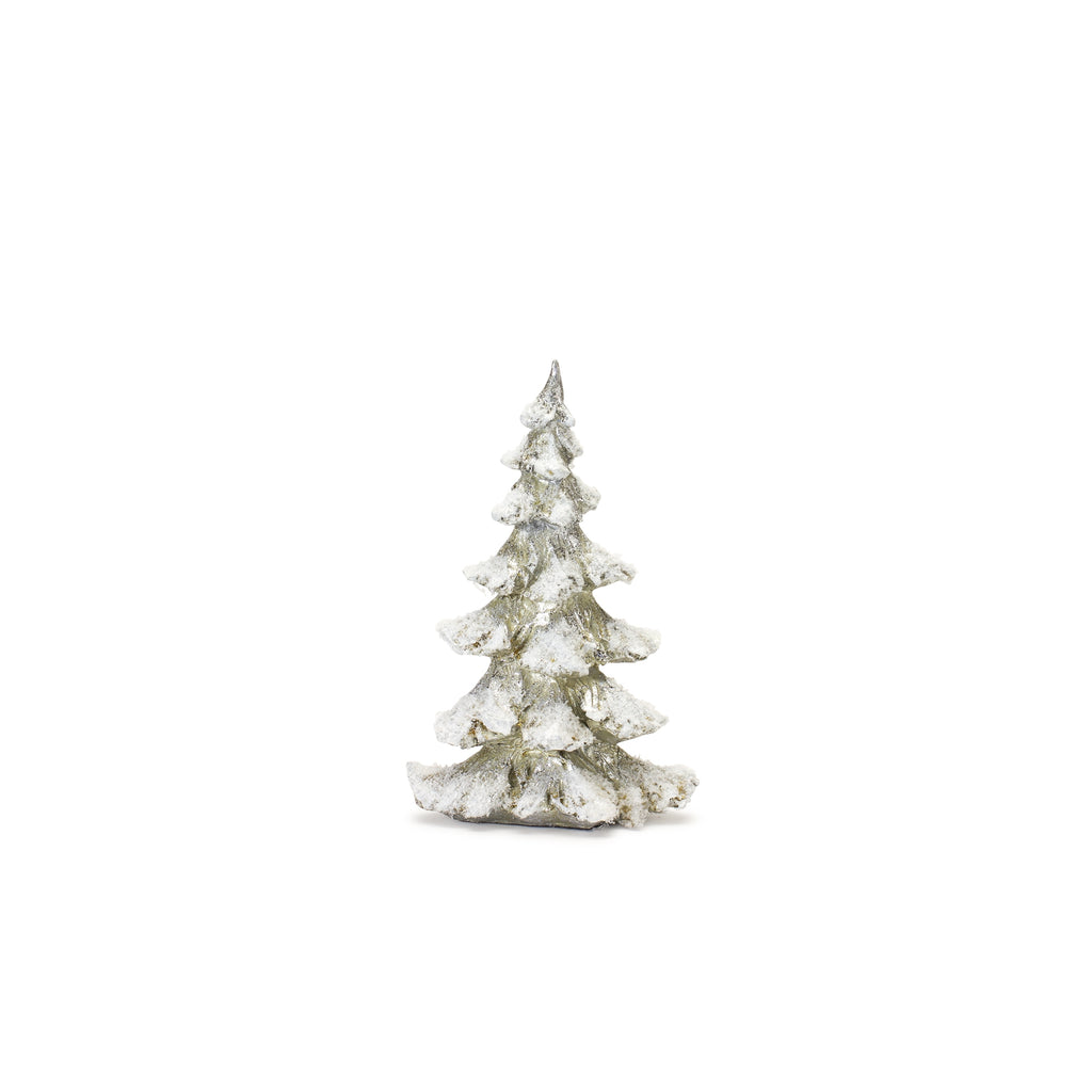 Frosted Pine Tree Décor with Silver Finish (Set of 4)