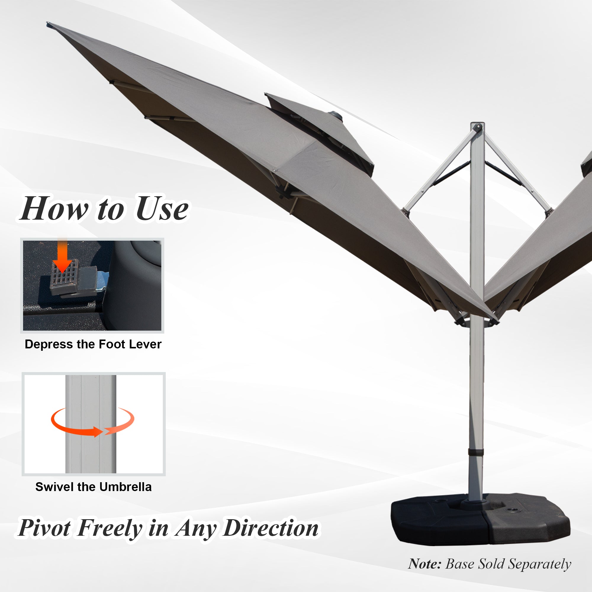 9'x 11' Rectangle Cantilever Umbrella with Center Pole, Base Not Included