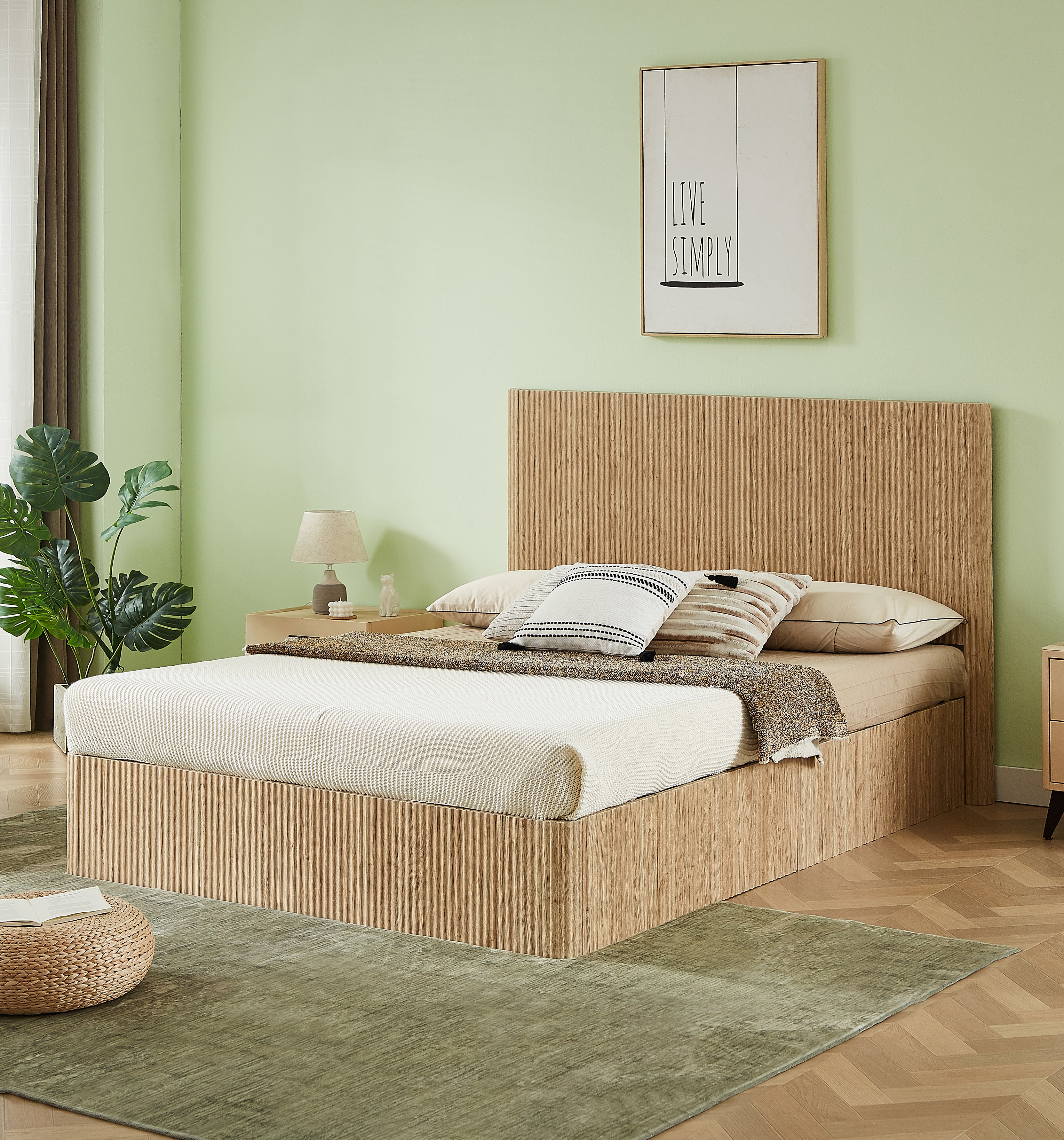 Fluted Lift Up Storage Bed