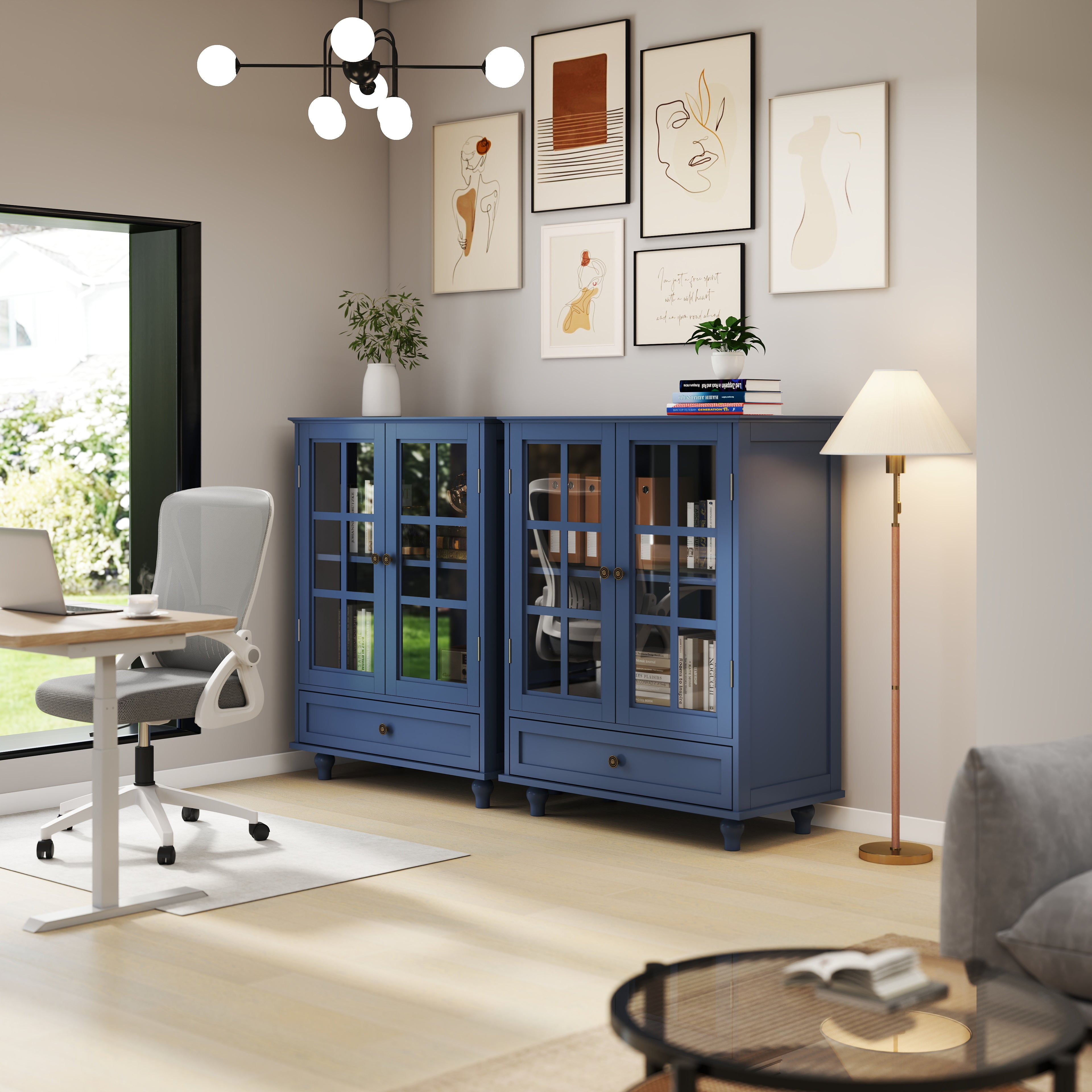 Double Glass Door Accent Cabinet