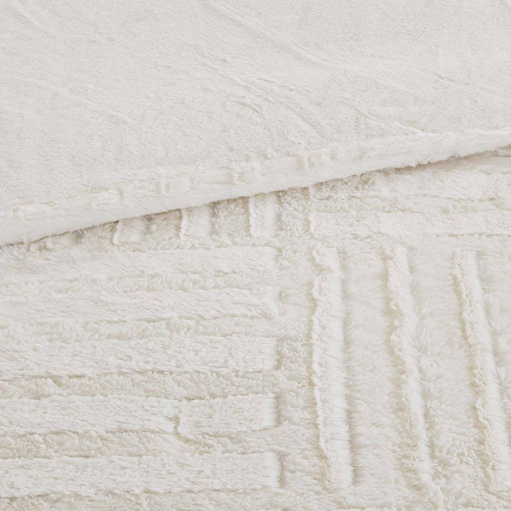 Faux Fur Geometric Down Alternative Comforter Mini Set