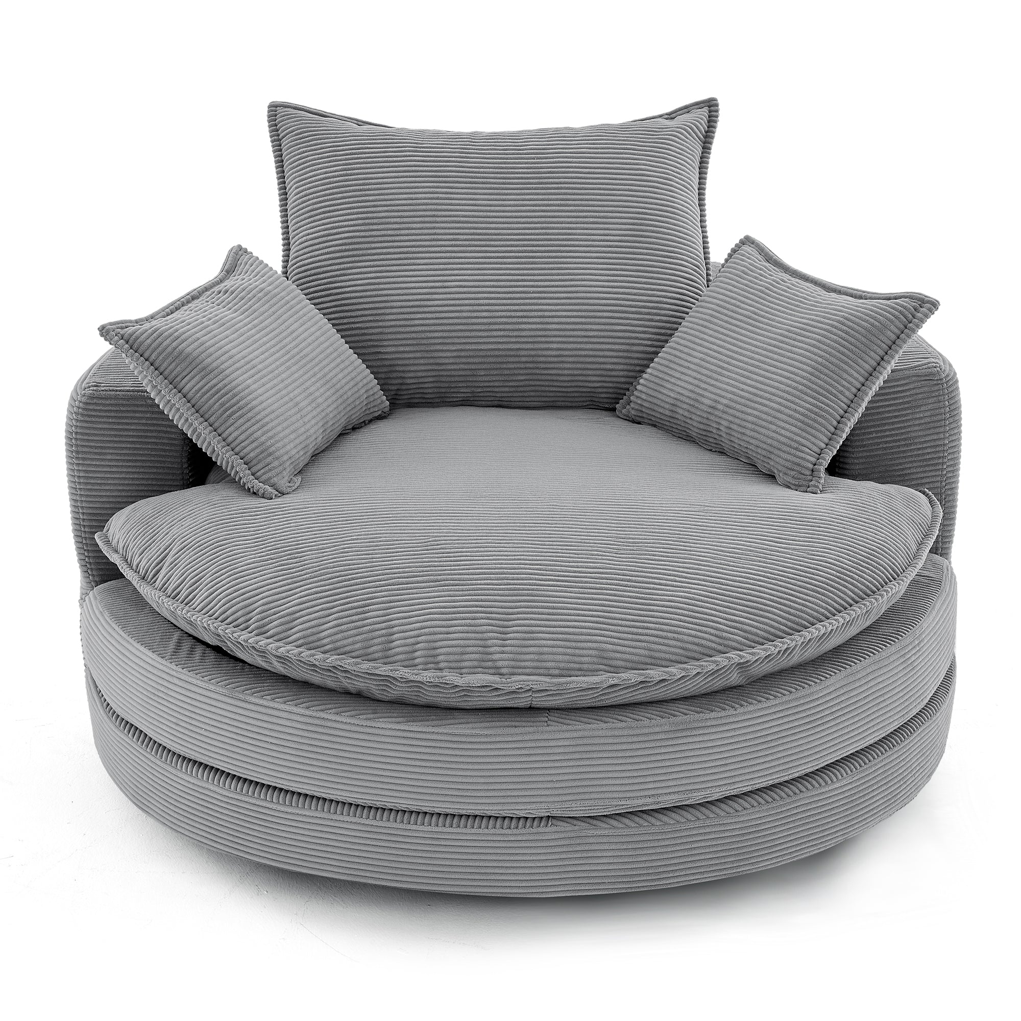 Corduroy 360° Swivel Accent Barrel Chair with 3 Removable Pillows