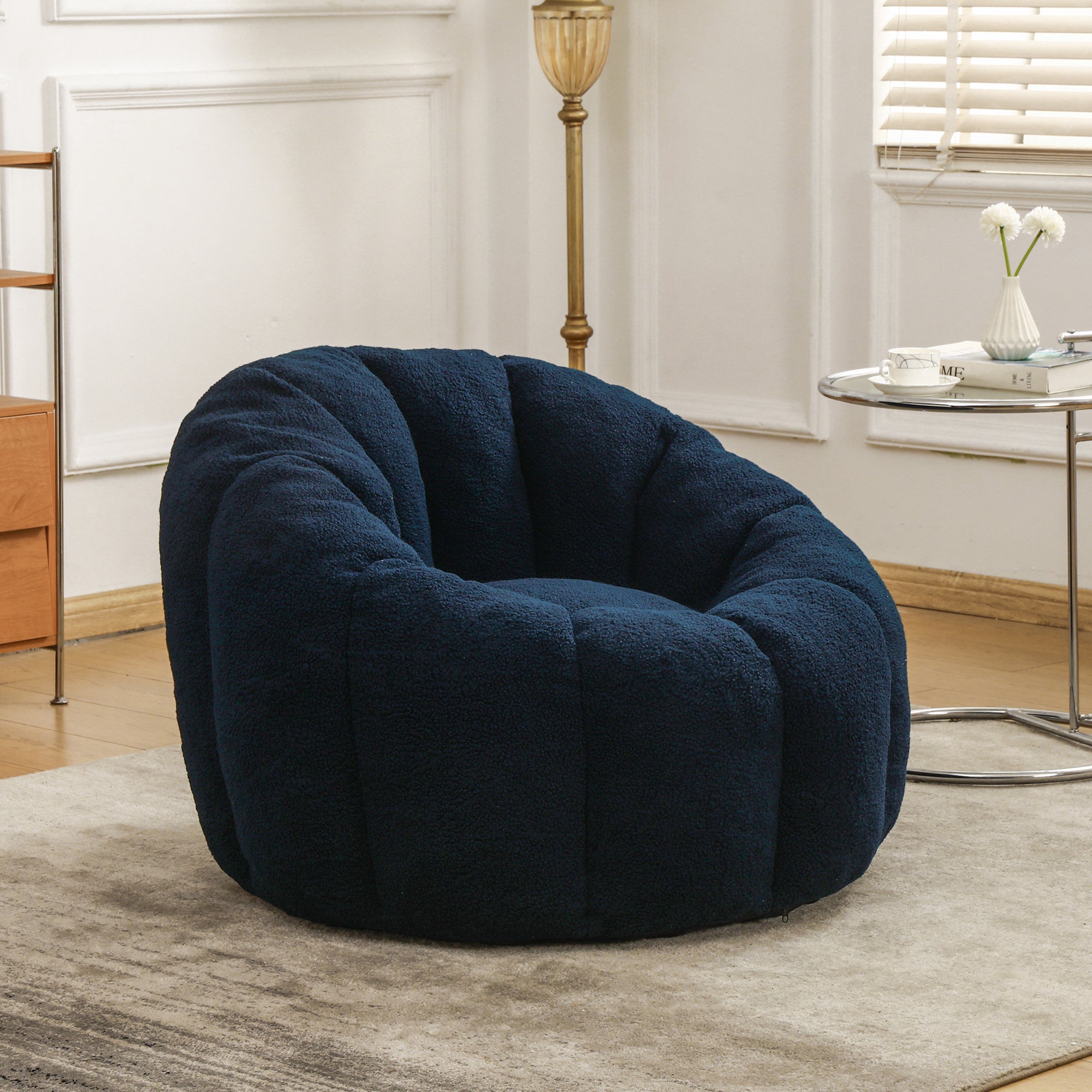 Plush Faux Fur Bean Bag Chair with Armrests