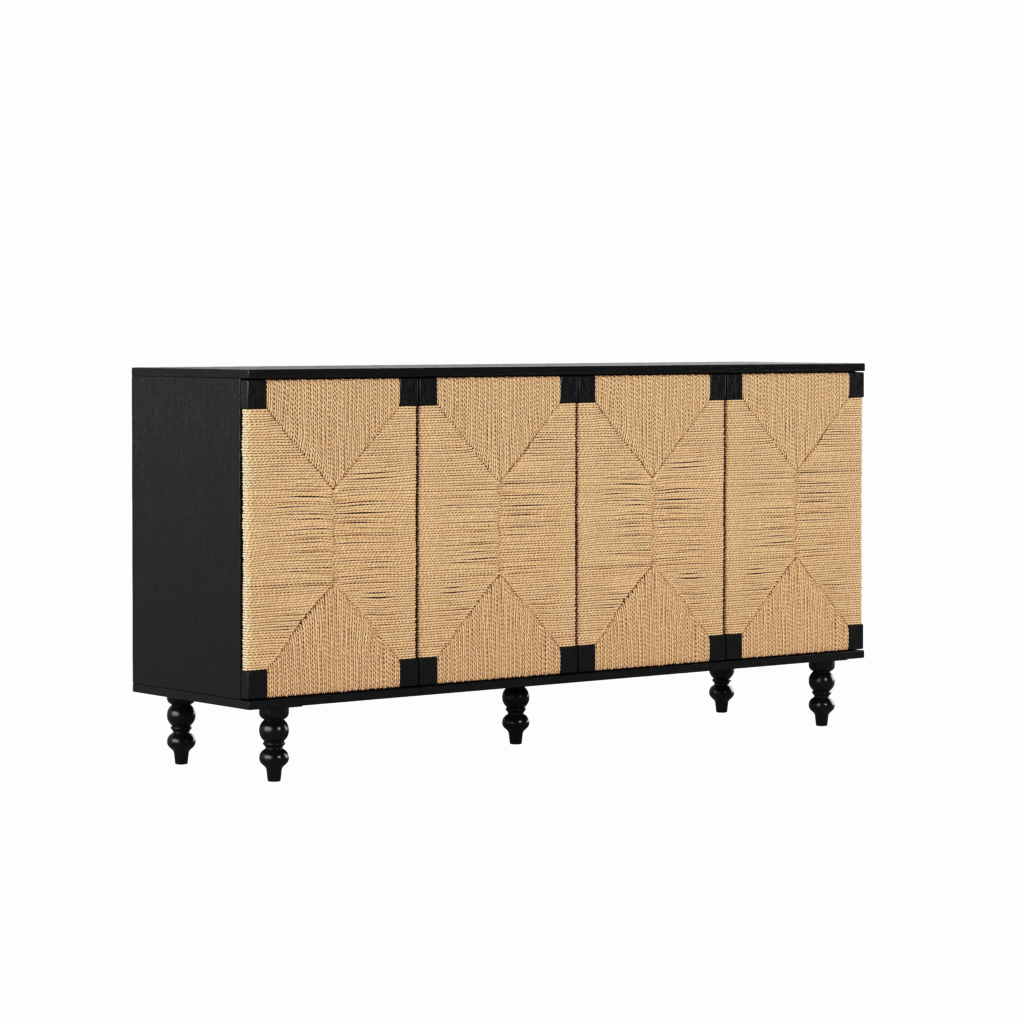 Natural Sideboard Buffet Cabinet with Seagrass Doors