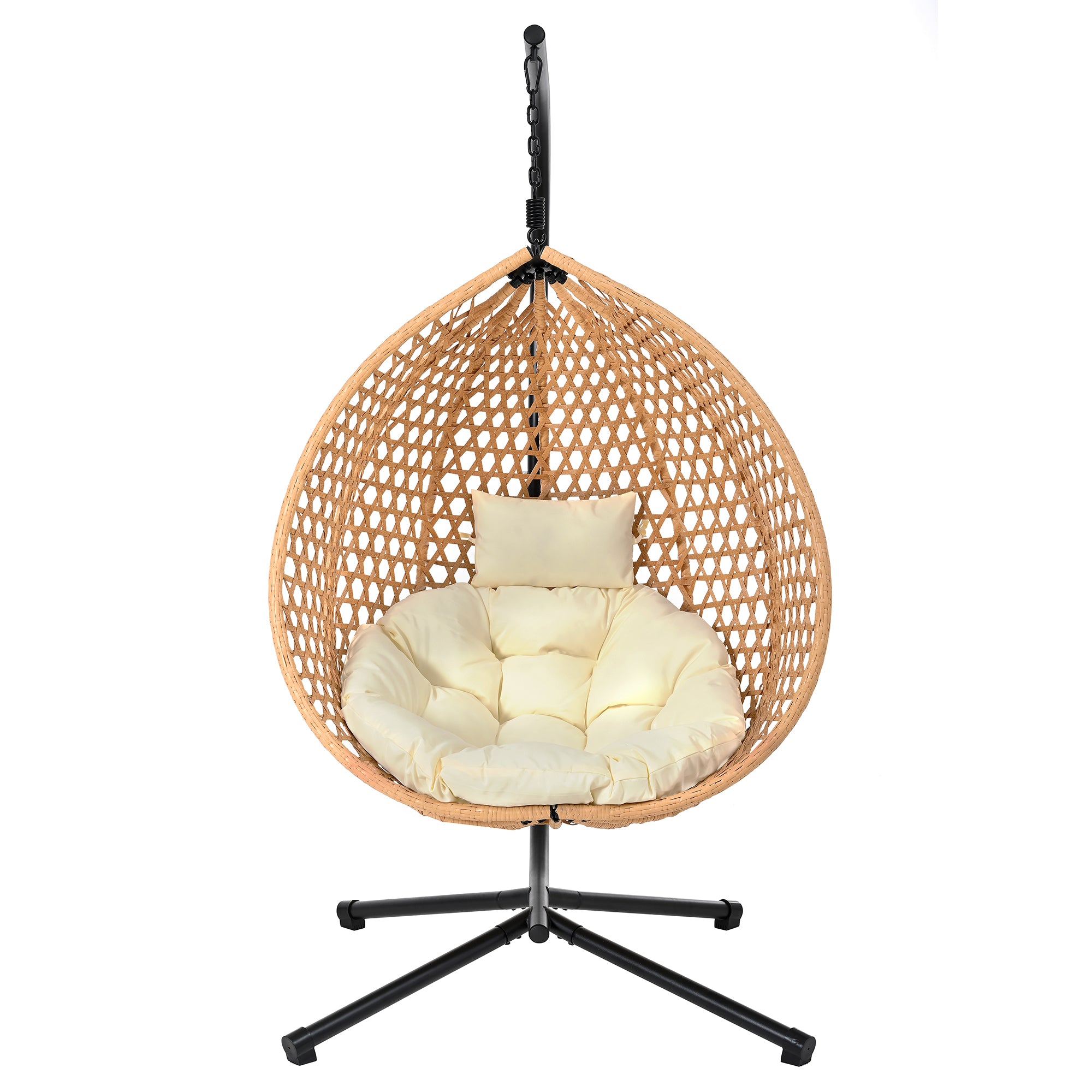 Hanging Swinging Egg Chair with Rattan Weaving, Base Included