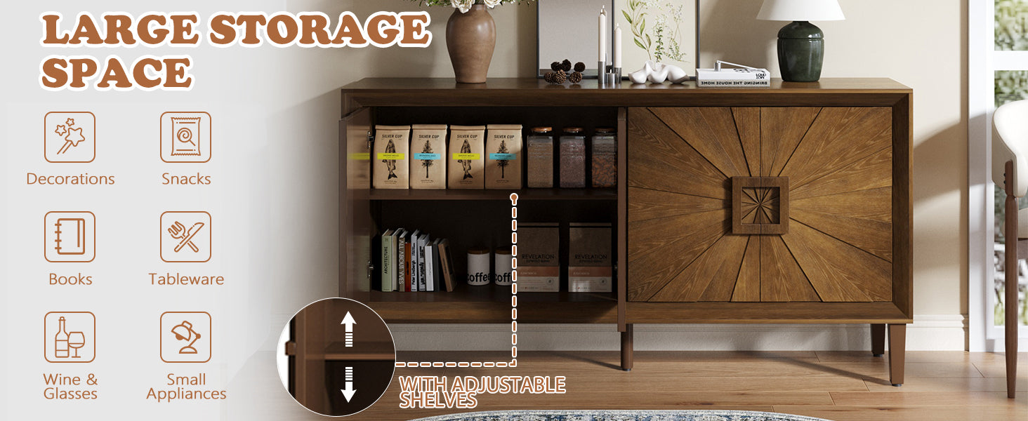 Sunburst Storage Cabinet with Adjustable Shelves