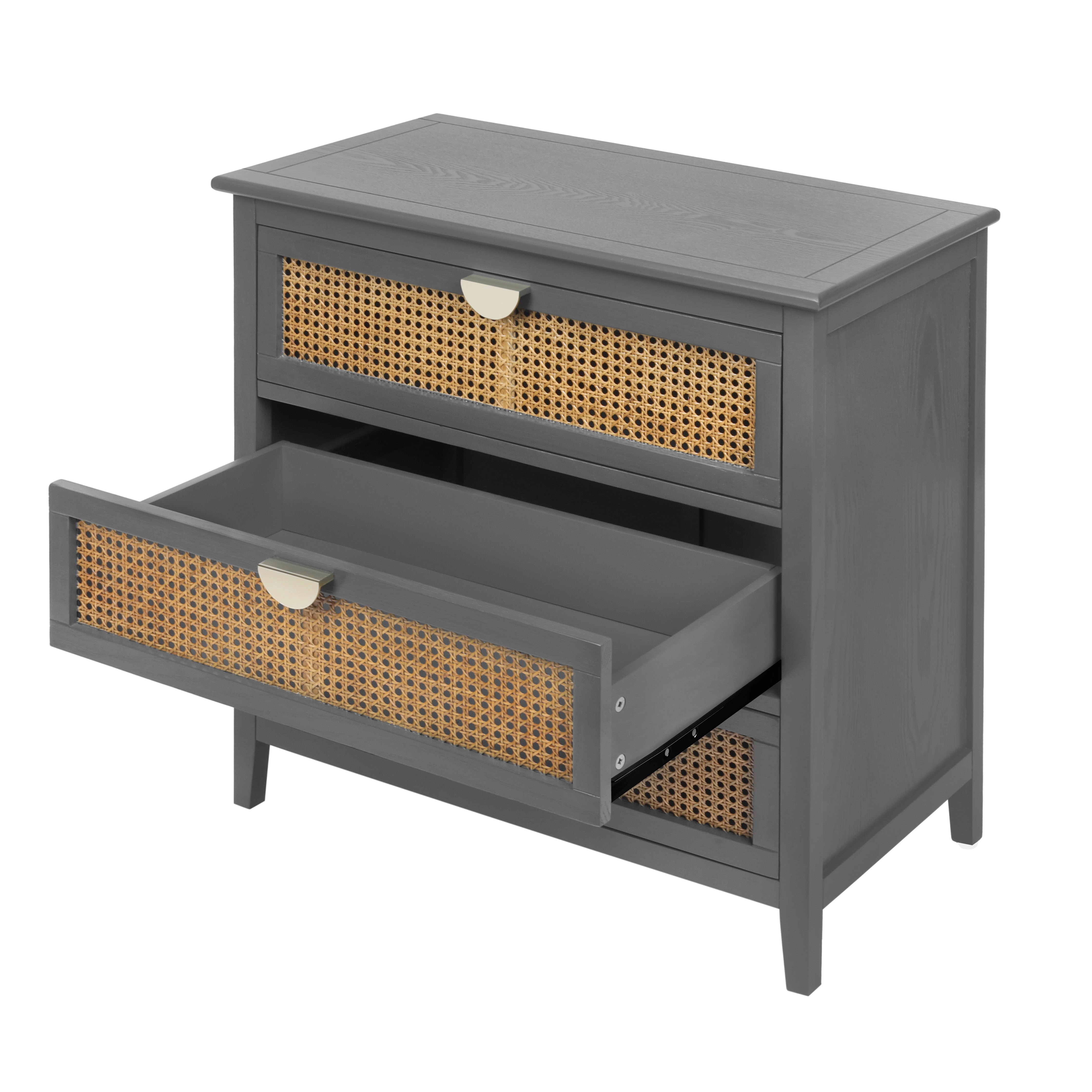 3 Drawer Cabinet with Natural Rattan Drawers