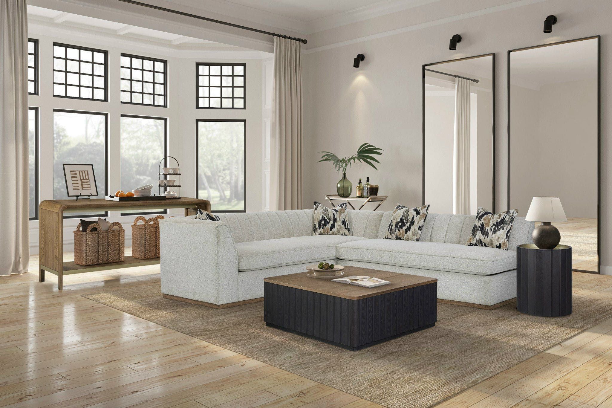 Channel Cocktail Table with Casters