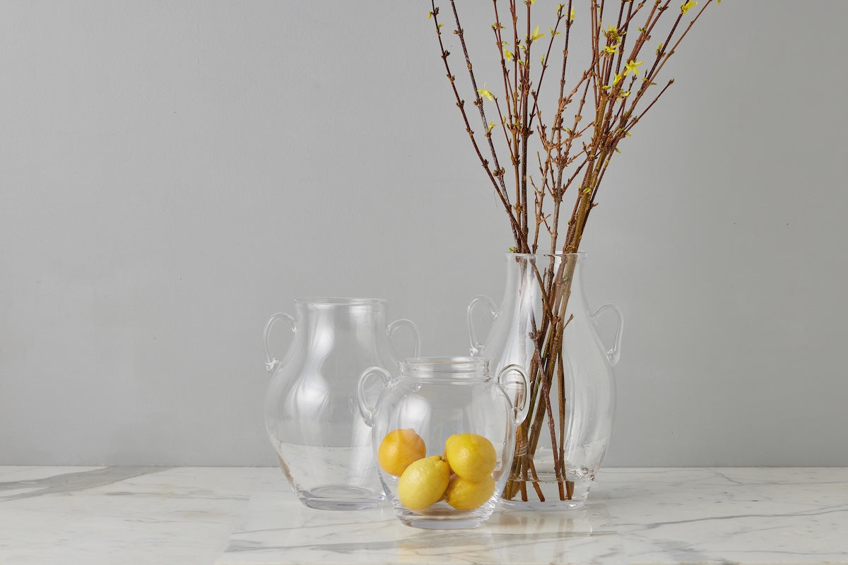 Glass Amphora Flower Vase, Clear