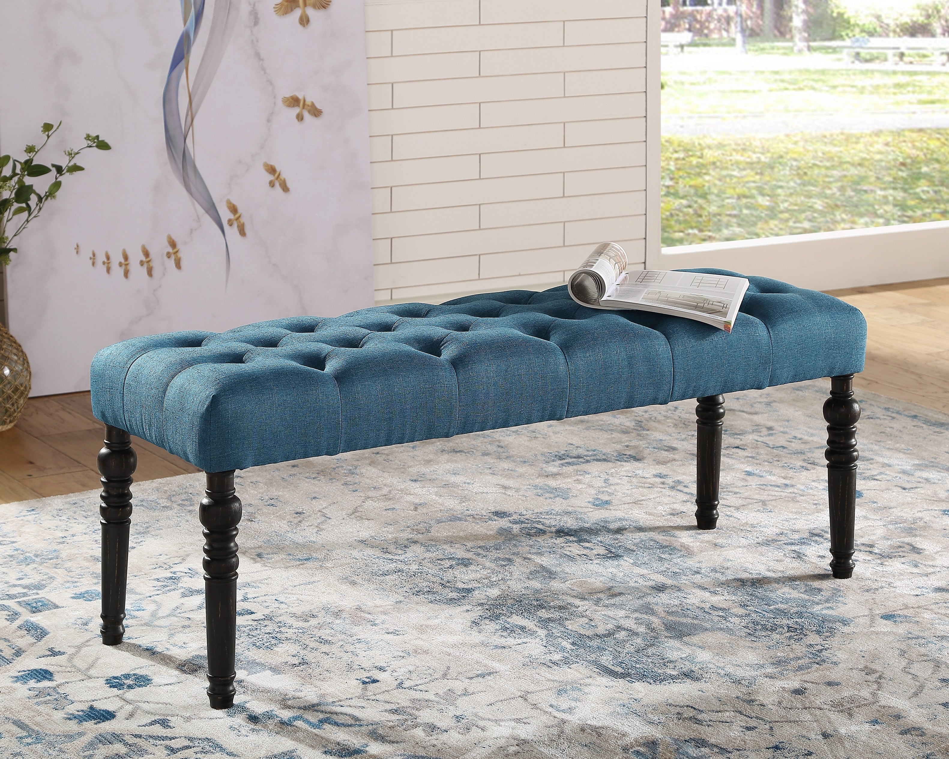 Levi Turned-Leg Dining Set with Table, 4 Chairs and Bench