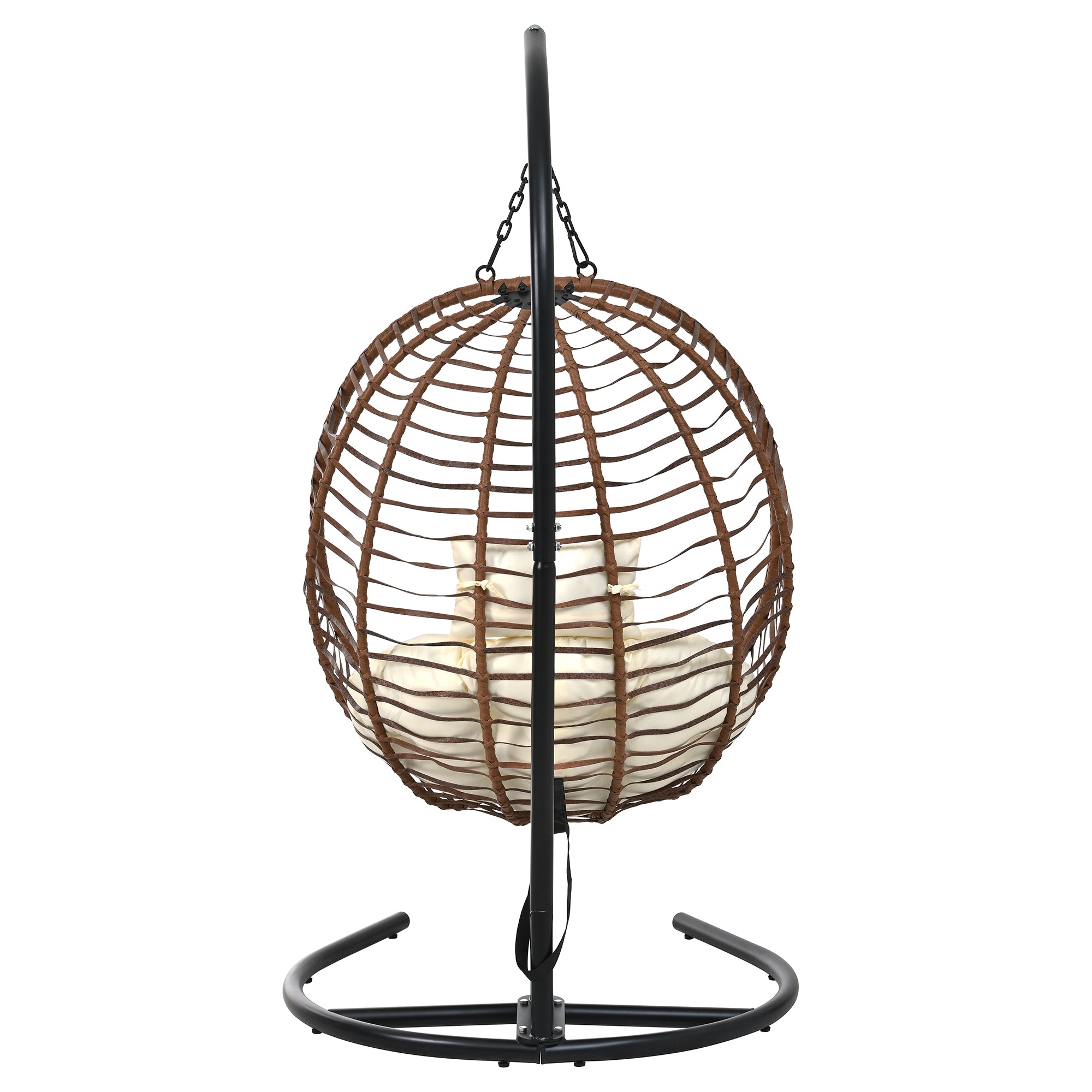 Folding Hanging Swinging Egg Chair with Stand & Tufted Cushion