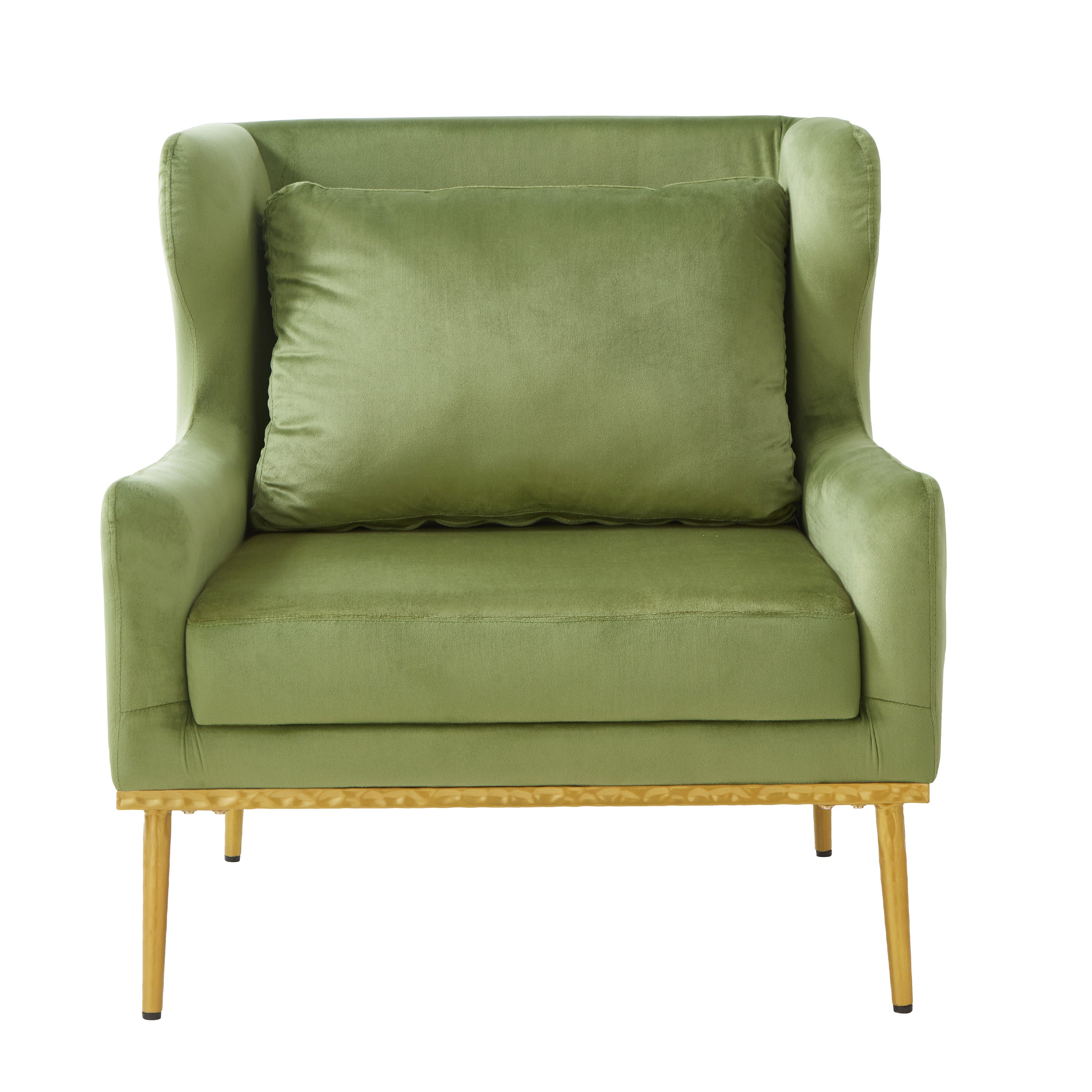 Modern Armchair Velvet Accent Chair Reading Chair Single Sofa Chair for Living Room, Bedroom, or Reading Corner, Beige