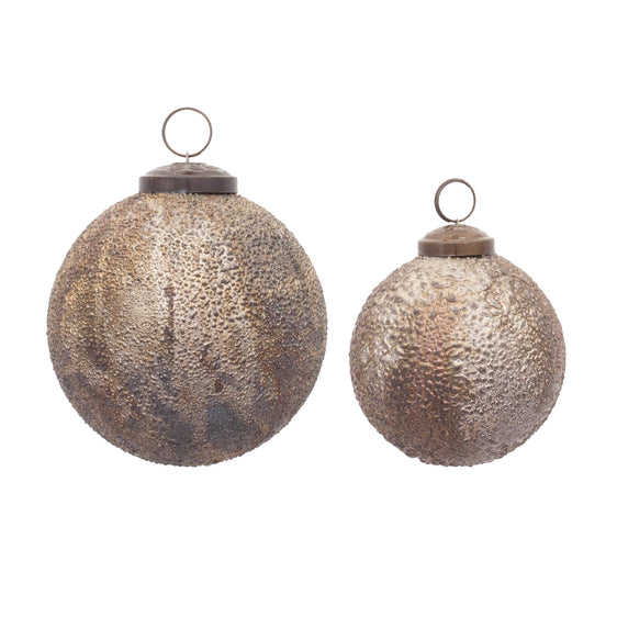 Bubbled Glass Ball Ornament (set of 12) - Brown
