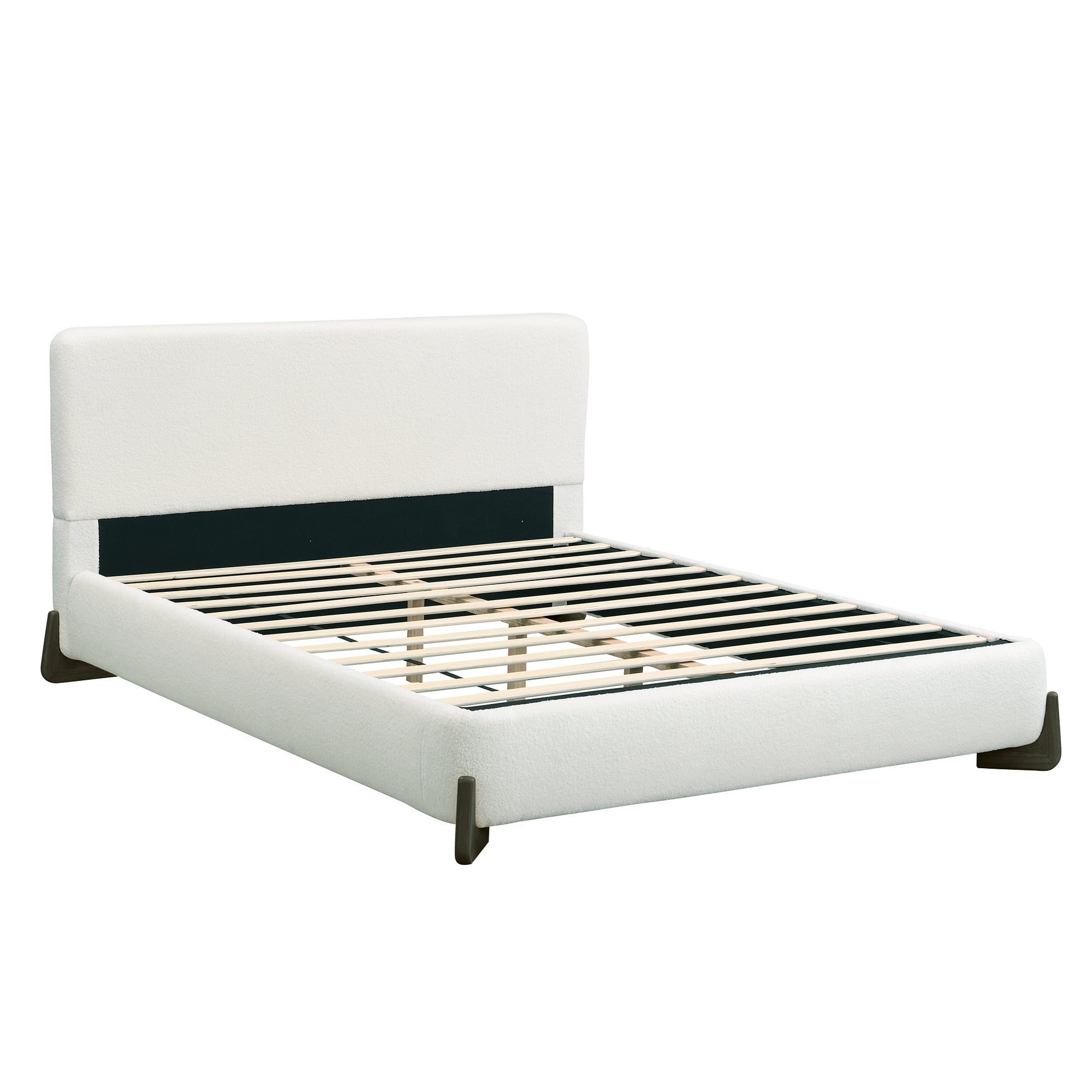 Elegant Boucle Upholstered Bed with Accent Feet