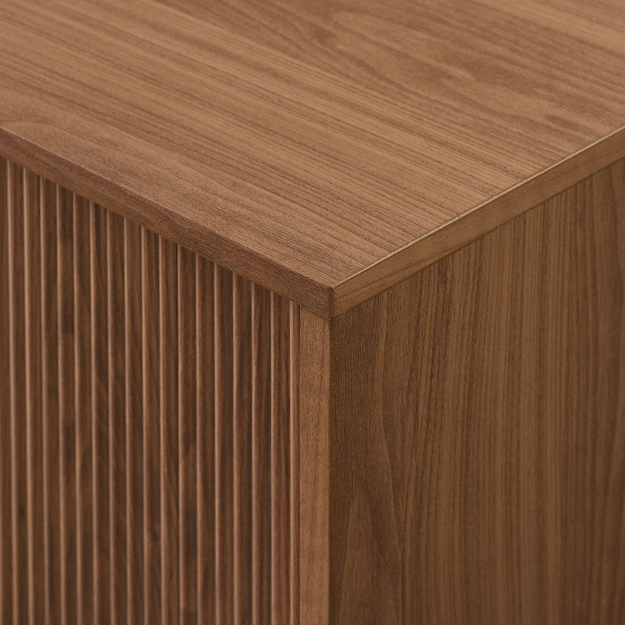 Vibrato Fluted-Door TV Stand with Open Shelf