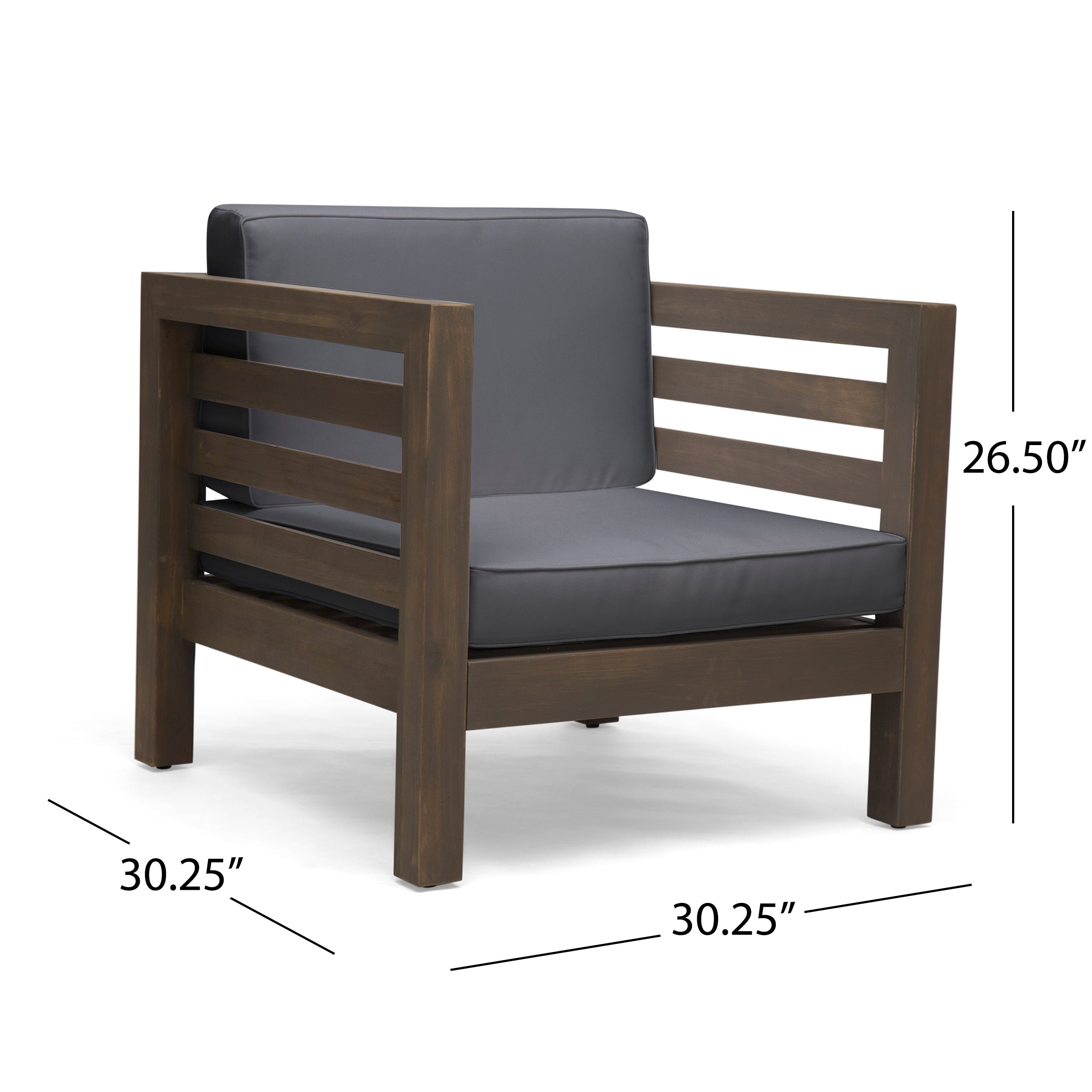 Oana Outdoor Acacia Wood Club Chair with Cushion