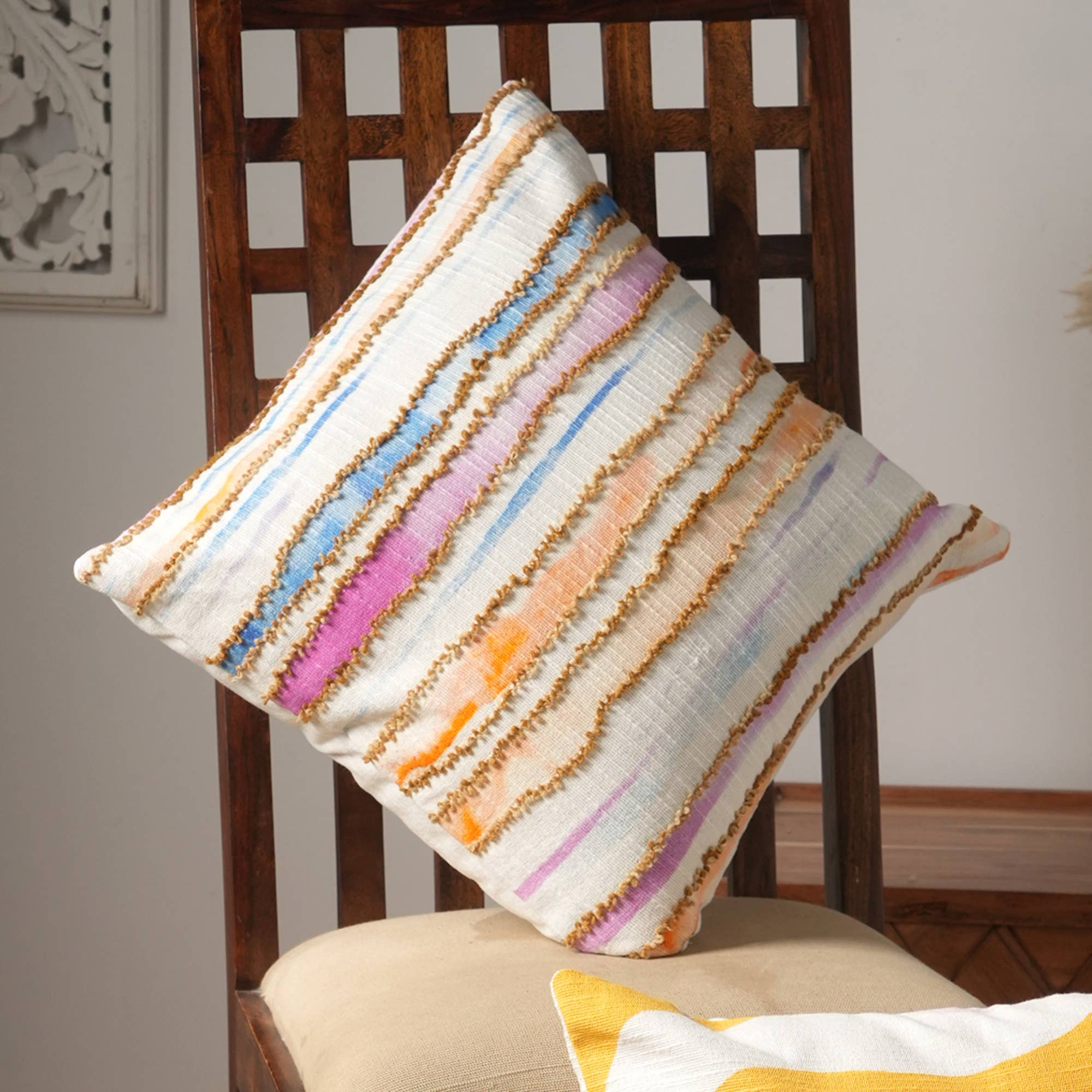 Retro Wave Printed & Embroidered Pillow