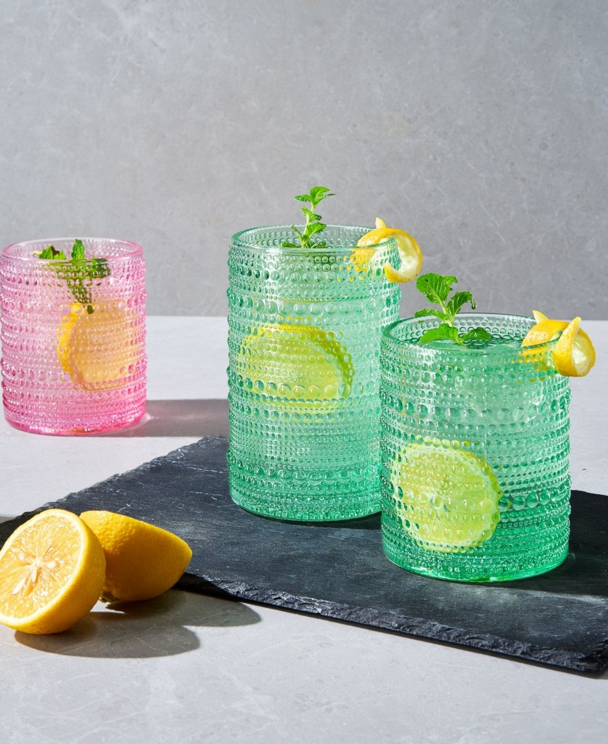 Rainbow Hobnail Highball Glasses Set of 12