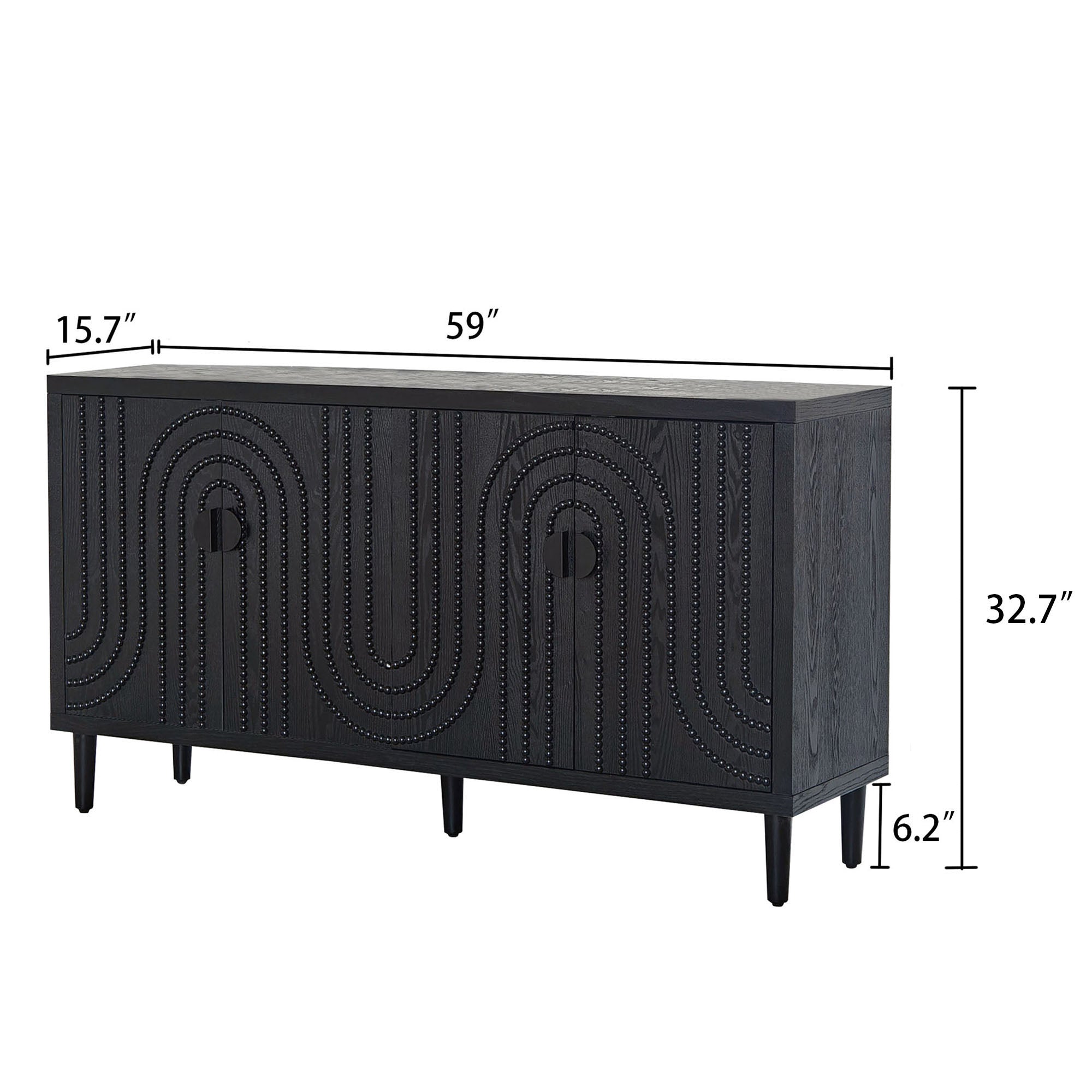 Wood Sideboard with 4 Doors and Tapered Legs