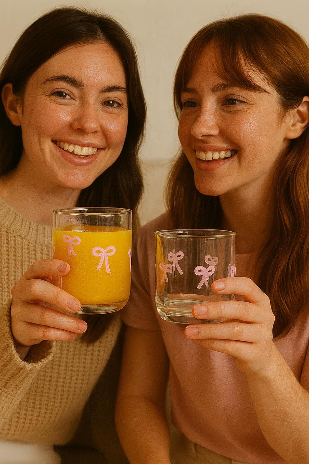 Bowtie Tumblers Set Stylish Break Resistant Acrylic Drinkware  - Set of 2 Pink