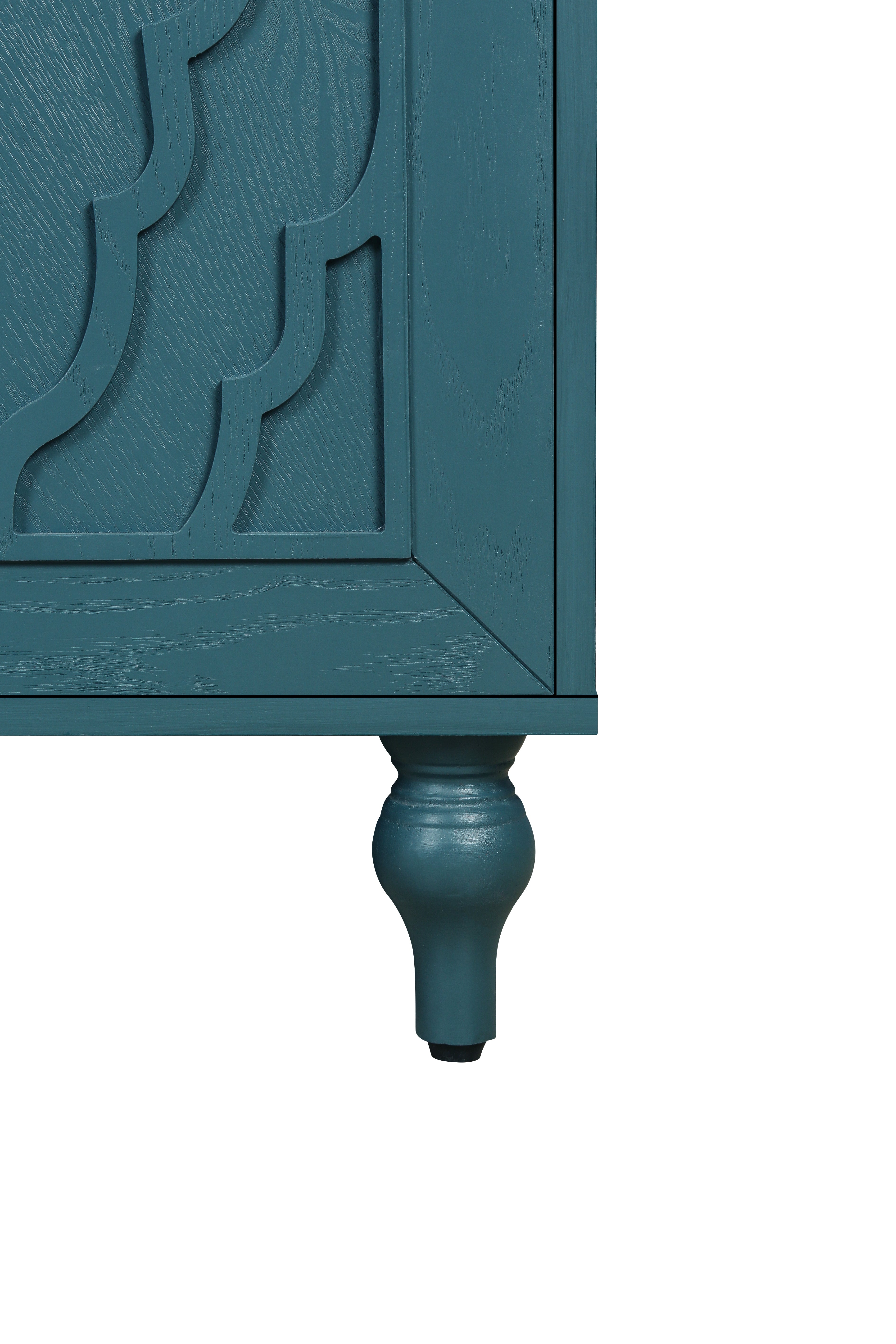 63'' Large Carved Flower Doors Storage Cabinet