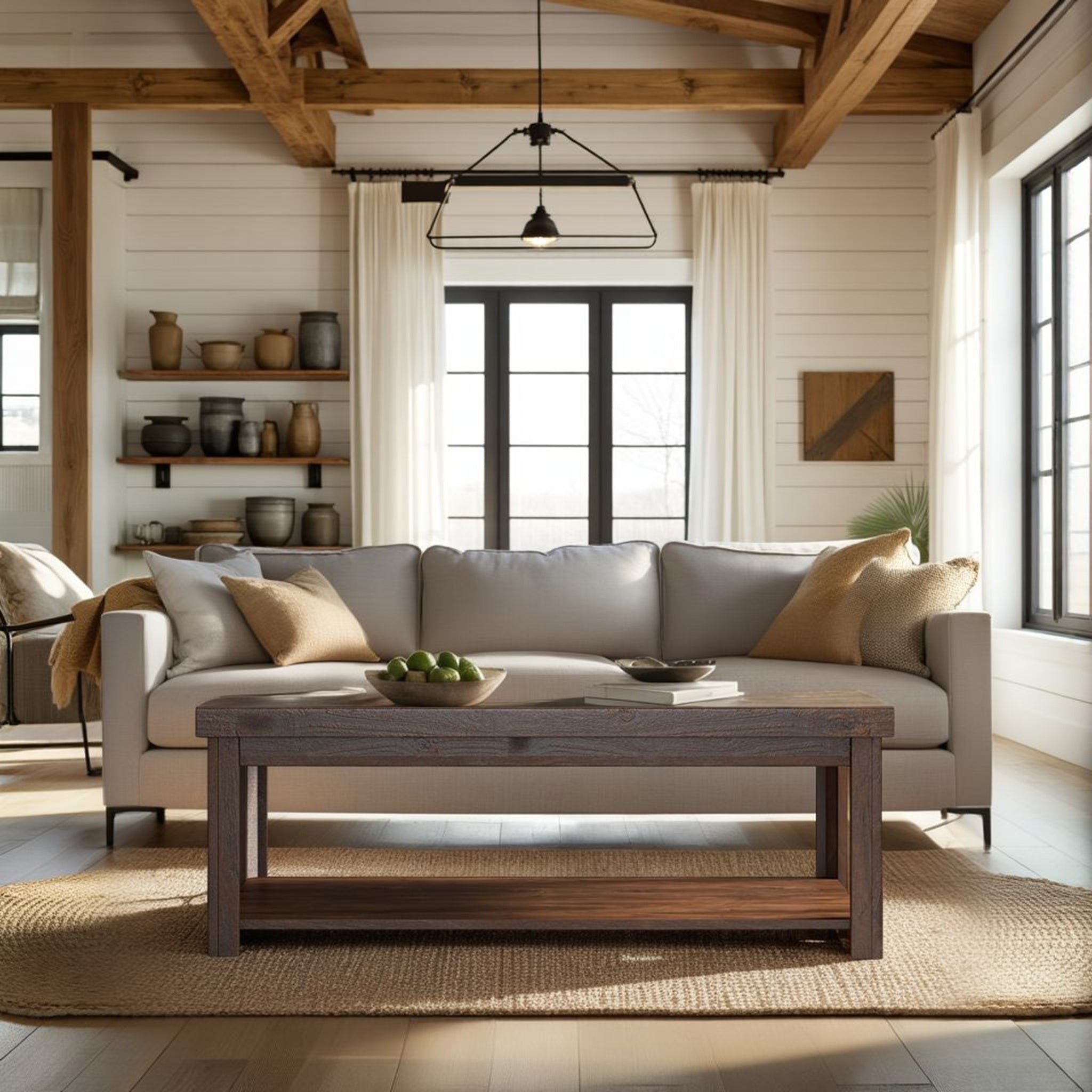 Farmhouse Rustic Rectangular Coffee Table