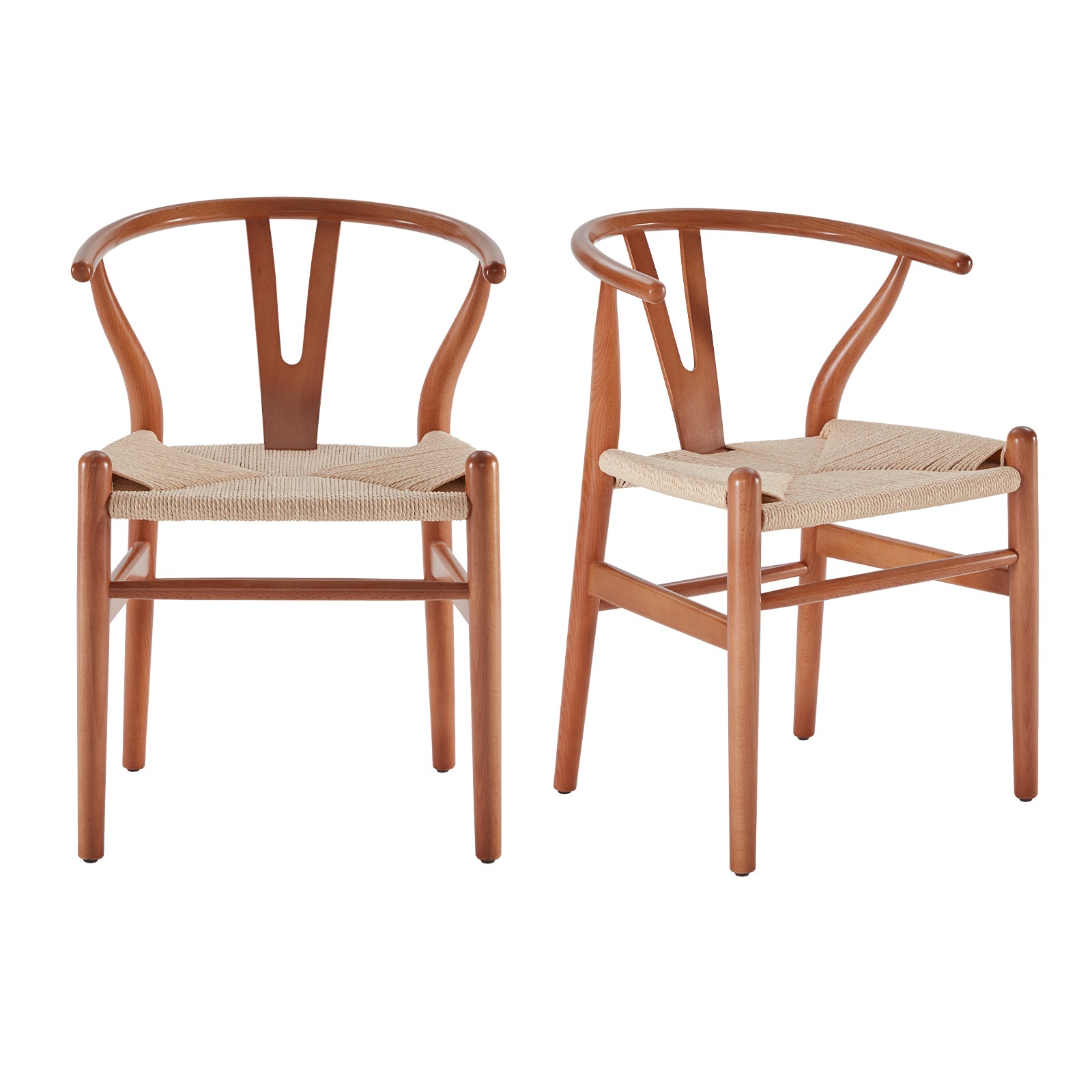 Wishbone Dining Chairs with Woven Seat, Set of 2