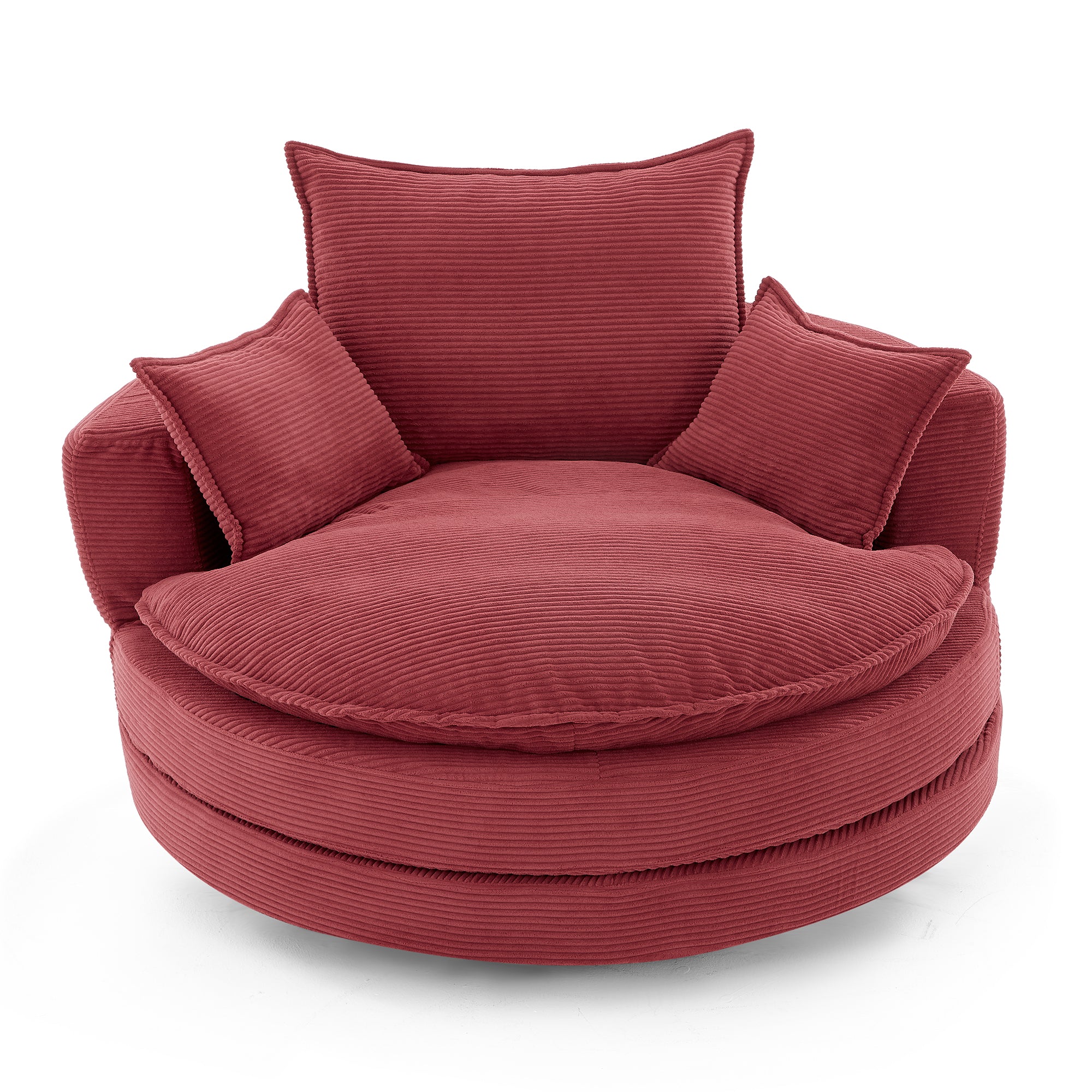 Corduroy 360° Swivel Accent Barrel Chair with 3 Removable Pillows