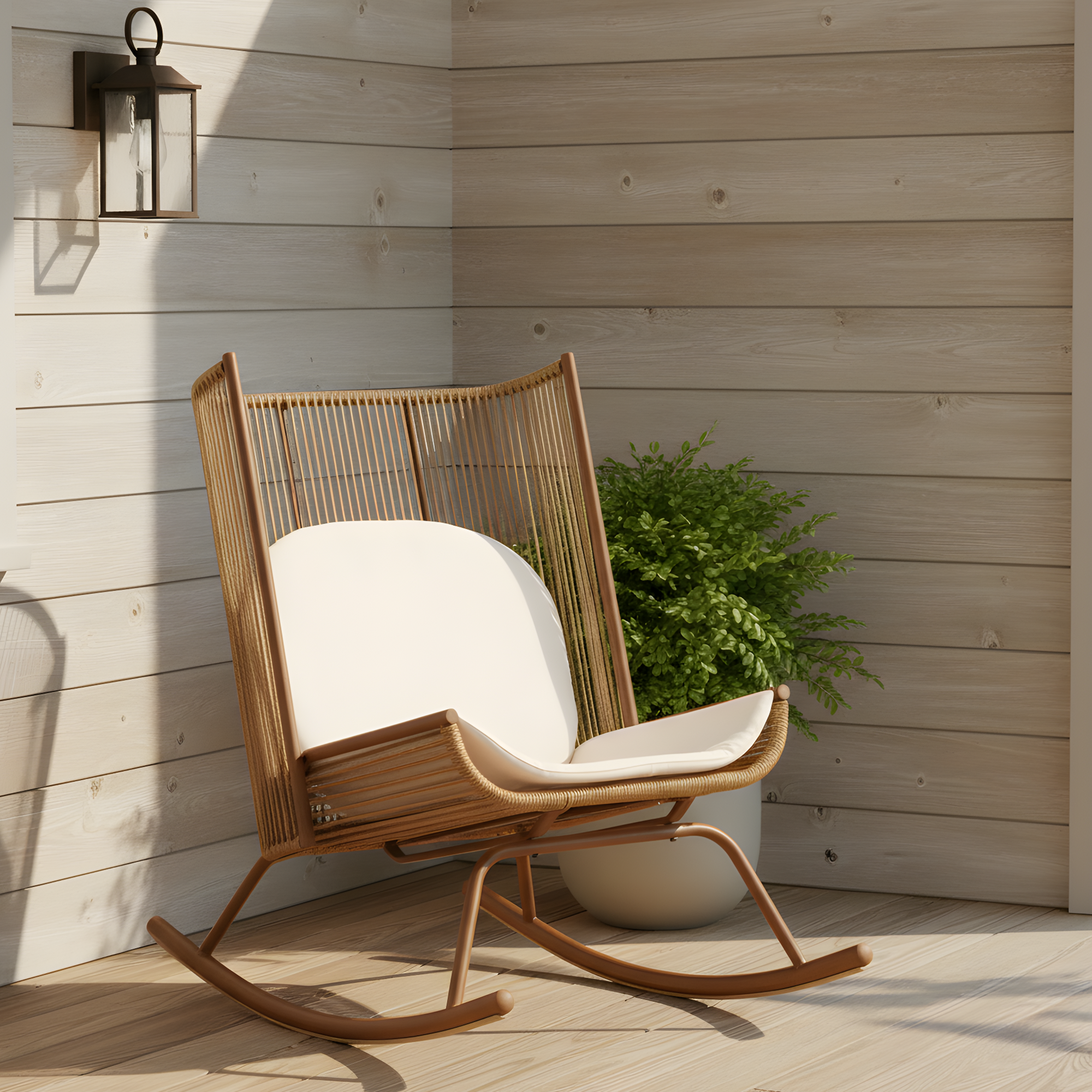 High Square Back Modern Outdoor Rocking Chair