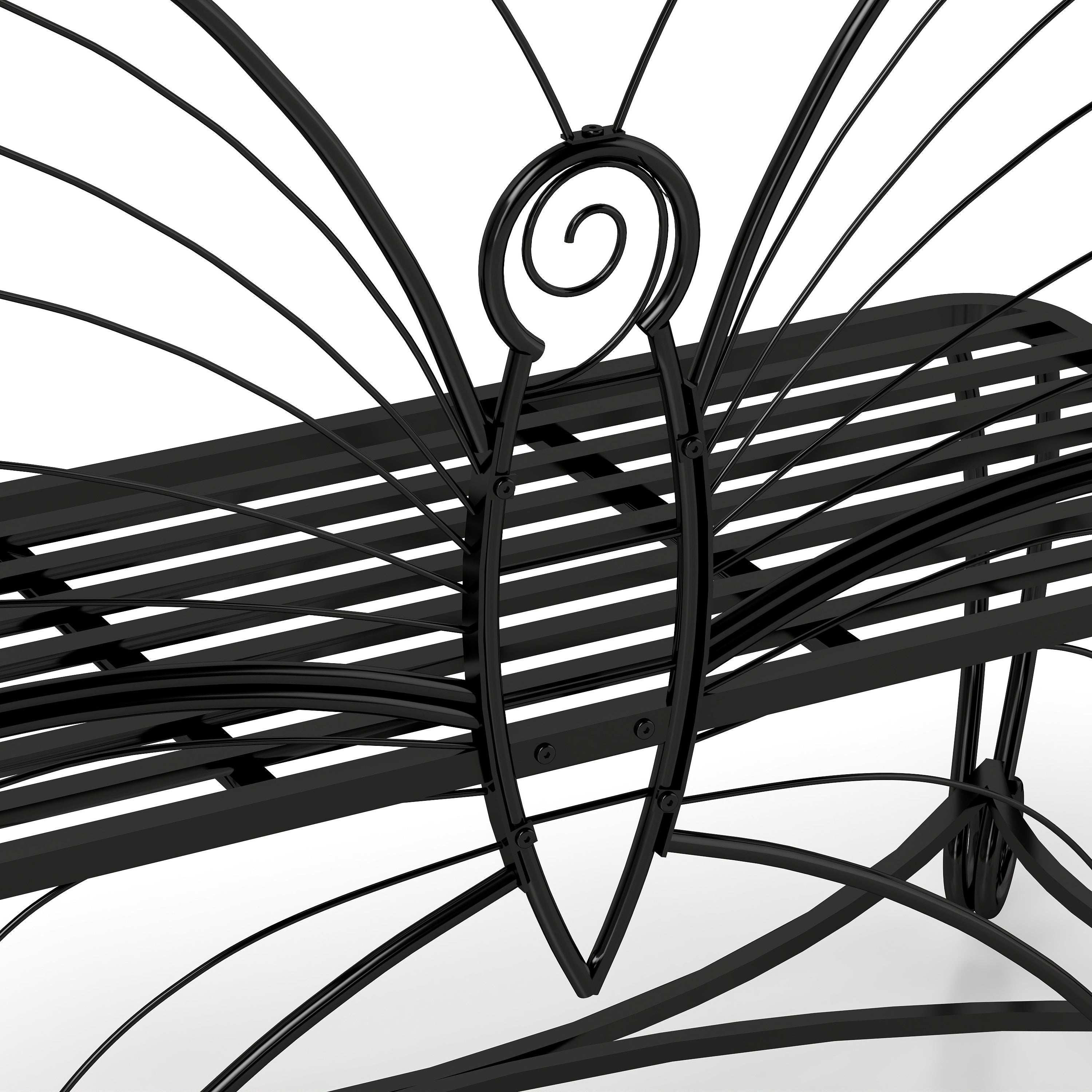 Monazite Outdoor Bench with Butterfly Back Design and Metal Frame