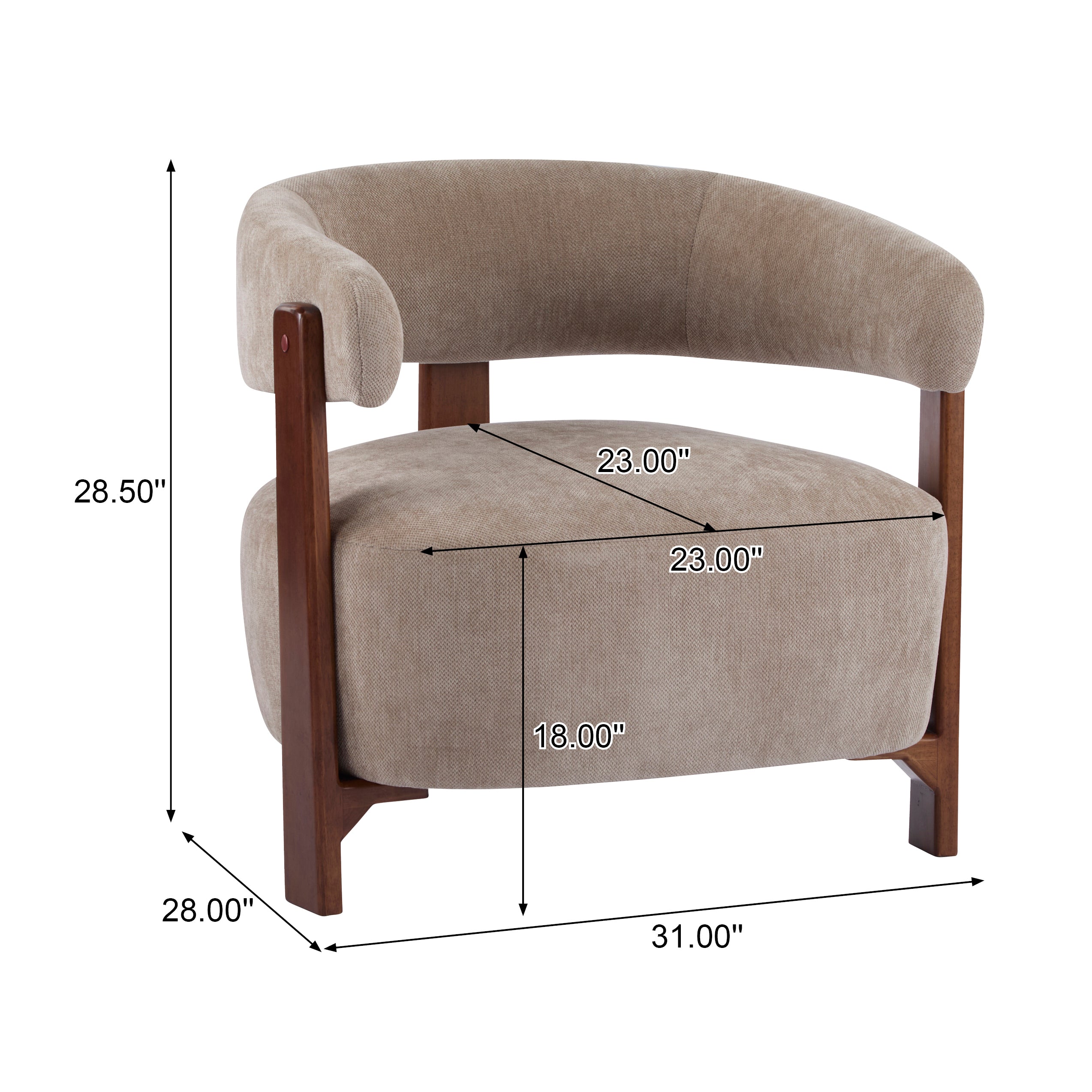 Modern Open-Back Accent Chair with Wooden Frame