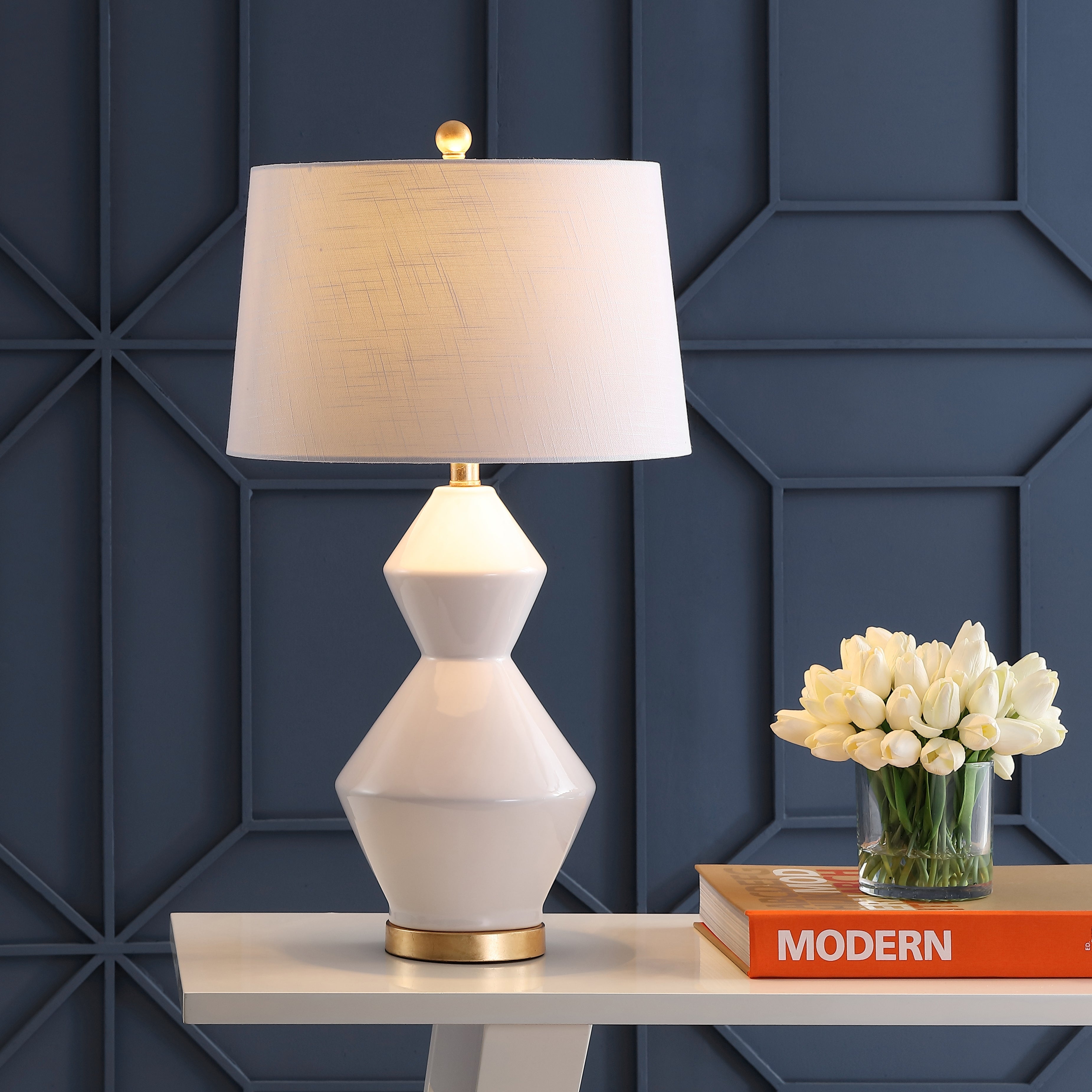 Alba Geometric Ceramic/Metal LED Table Lamp