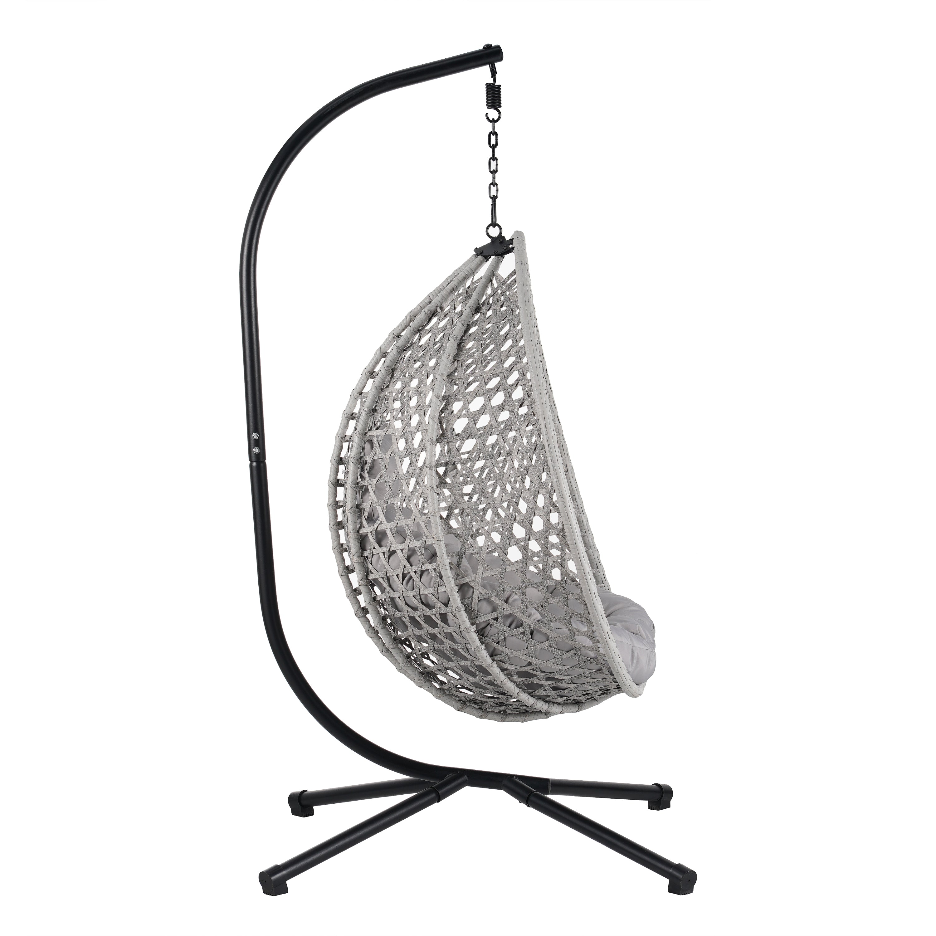 Hanging Swinging Egg Chair with Rattan Weaving, Base Included
