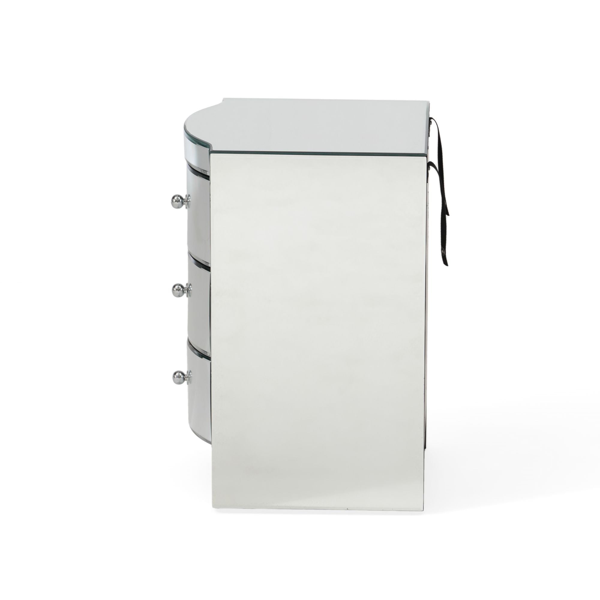 3-Drawer Side Table with H-Shape Base and Metal Handle