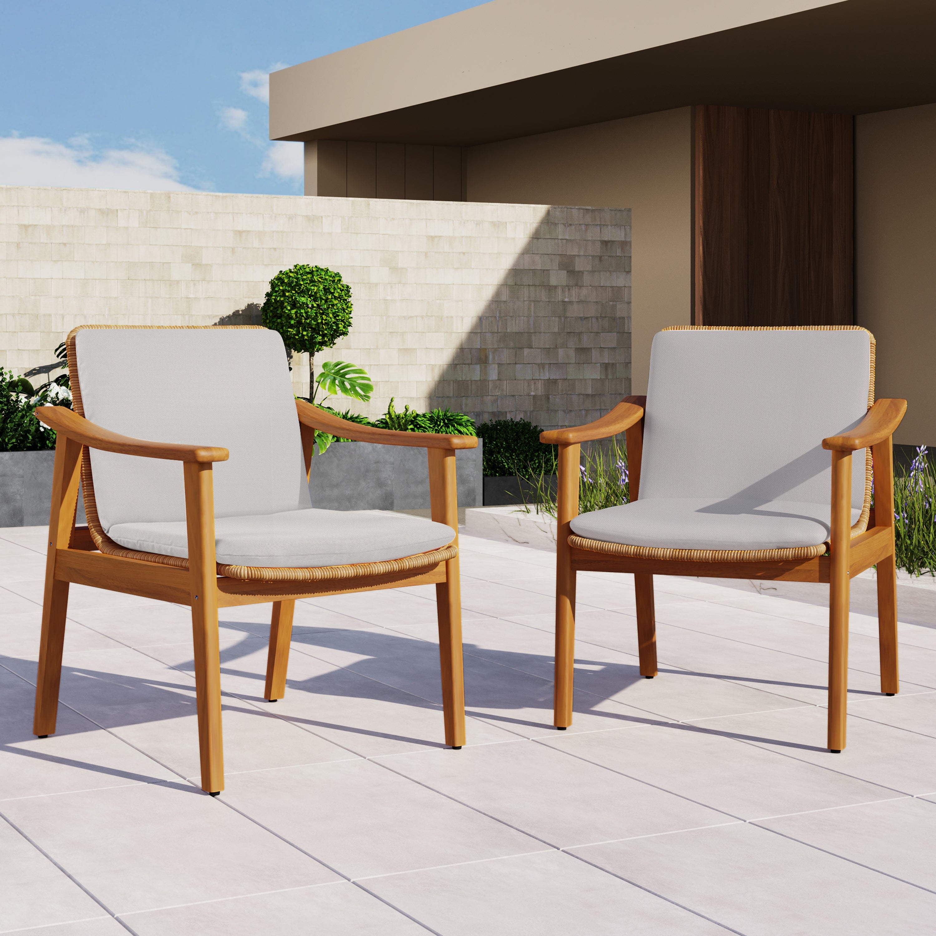 Avenue Acacia Wood Outdoor Dining Chairs, Set of 2