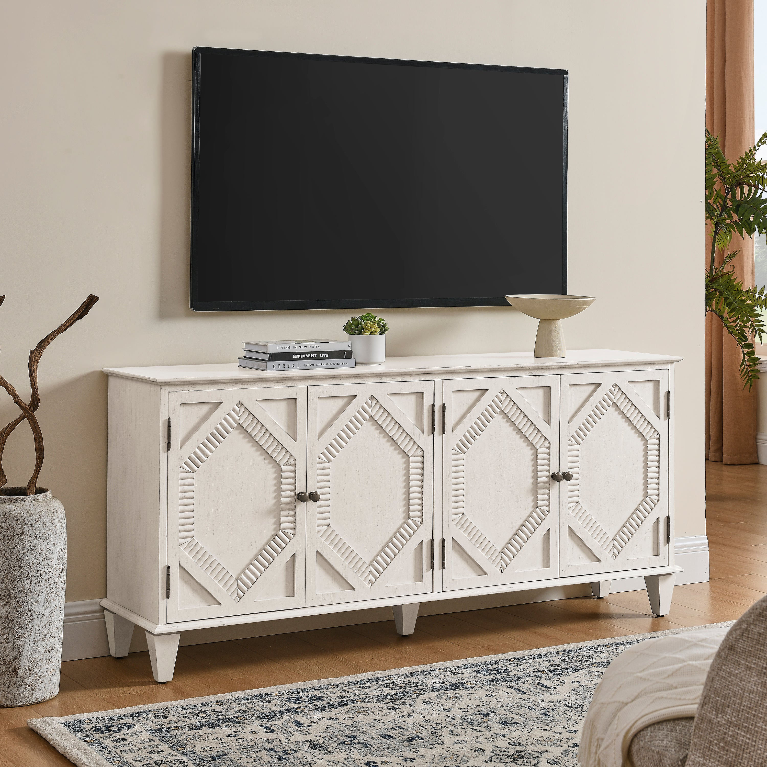 65.2' Mid Century Modern Geometric Accent Sideboard