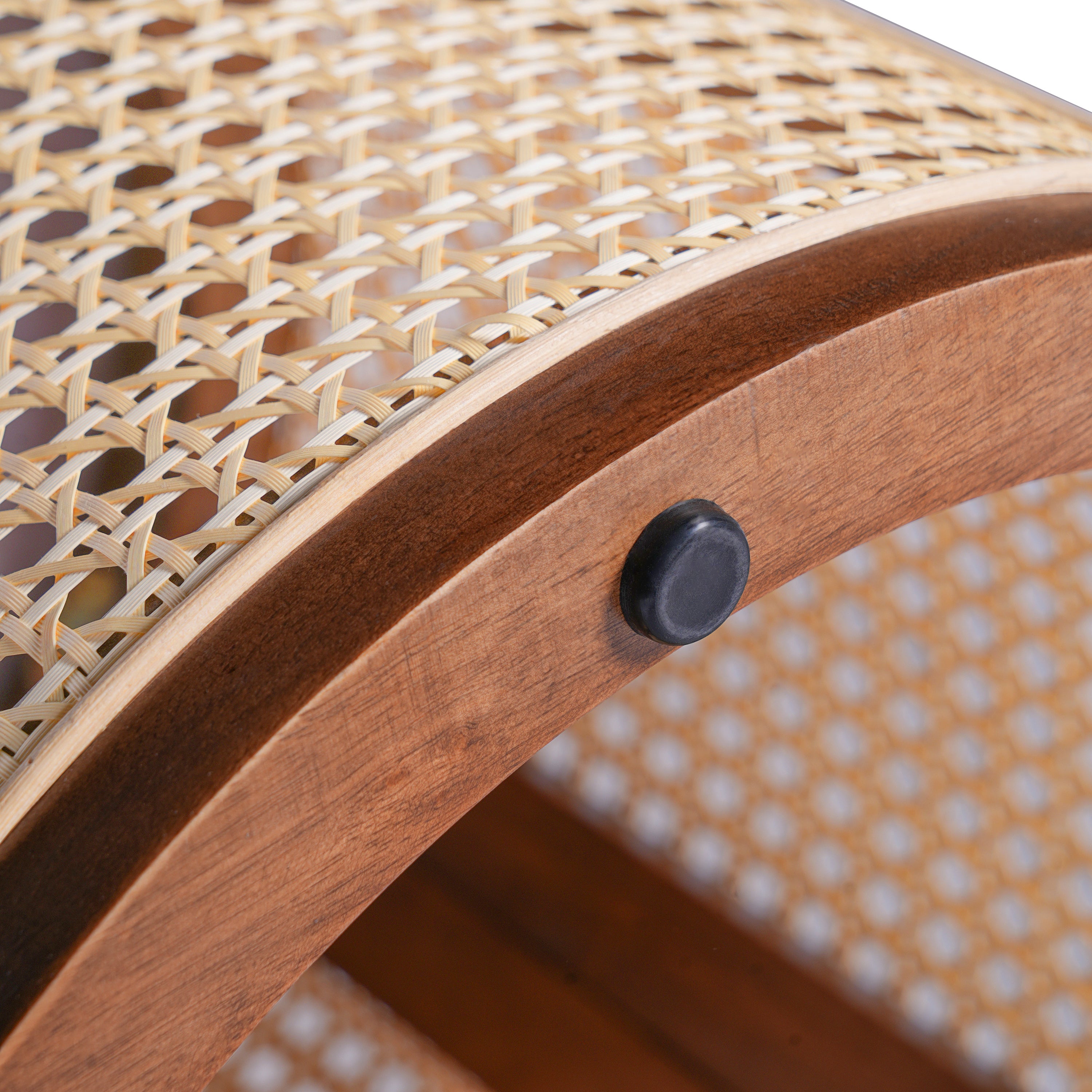 Round Rattan Pillar Storage Accent Table