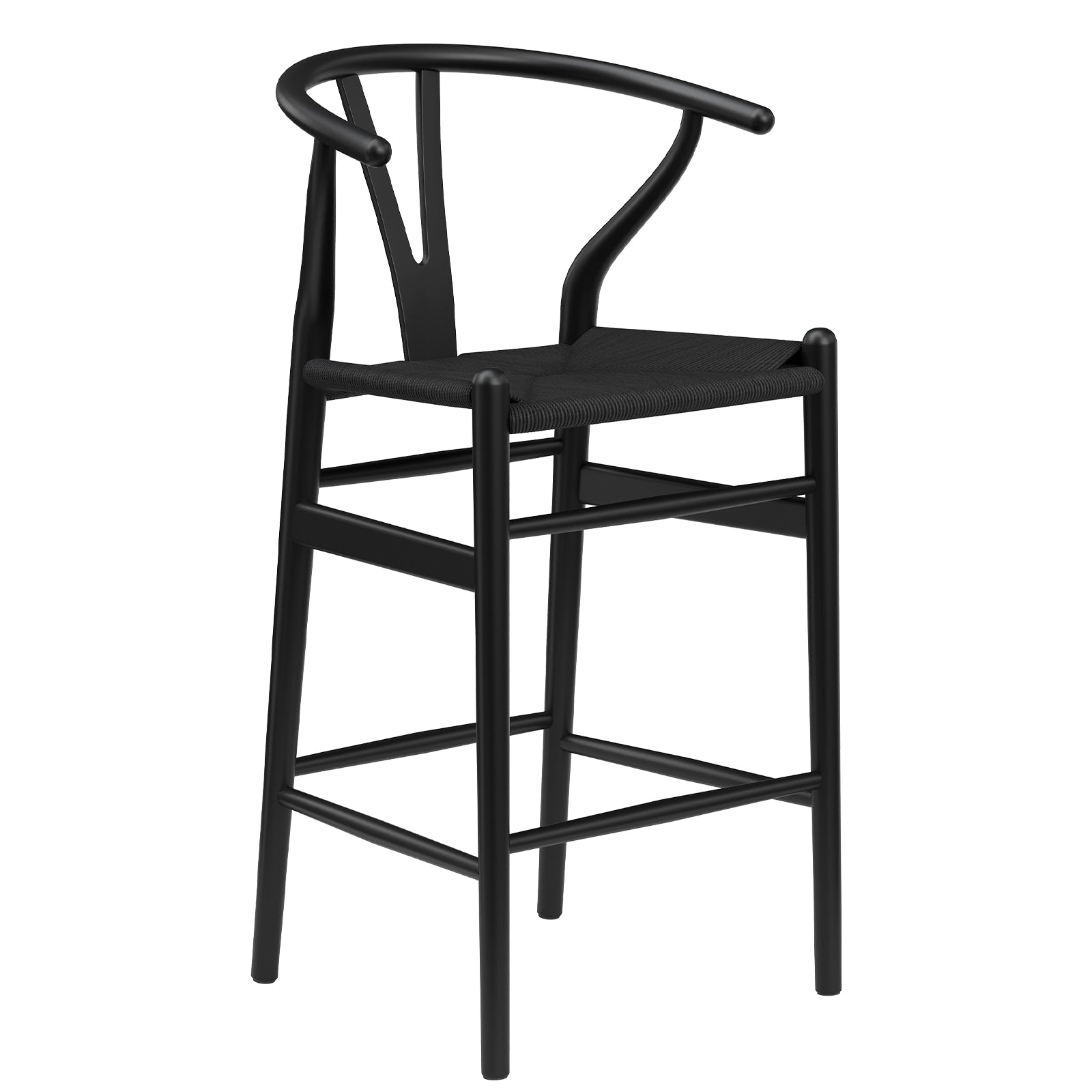 Wishbone Counter Height Barstool with Woven Seat