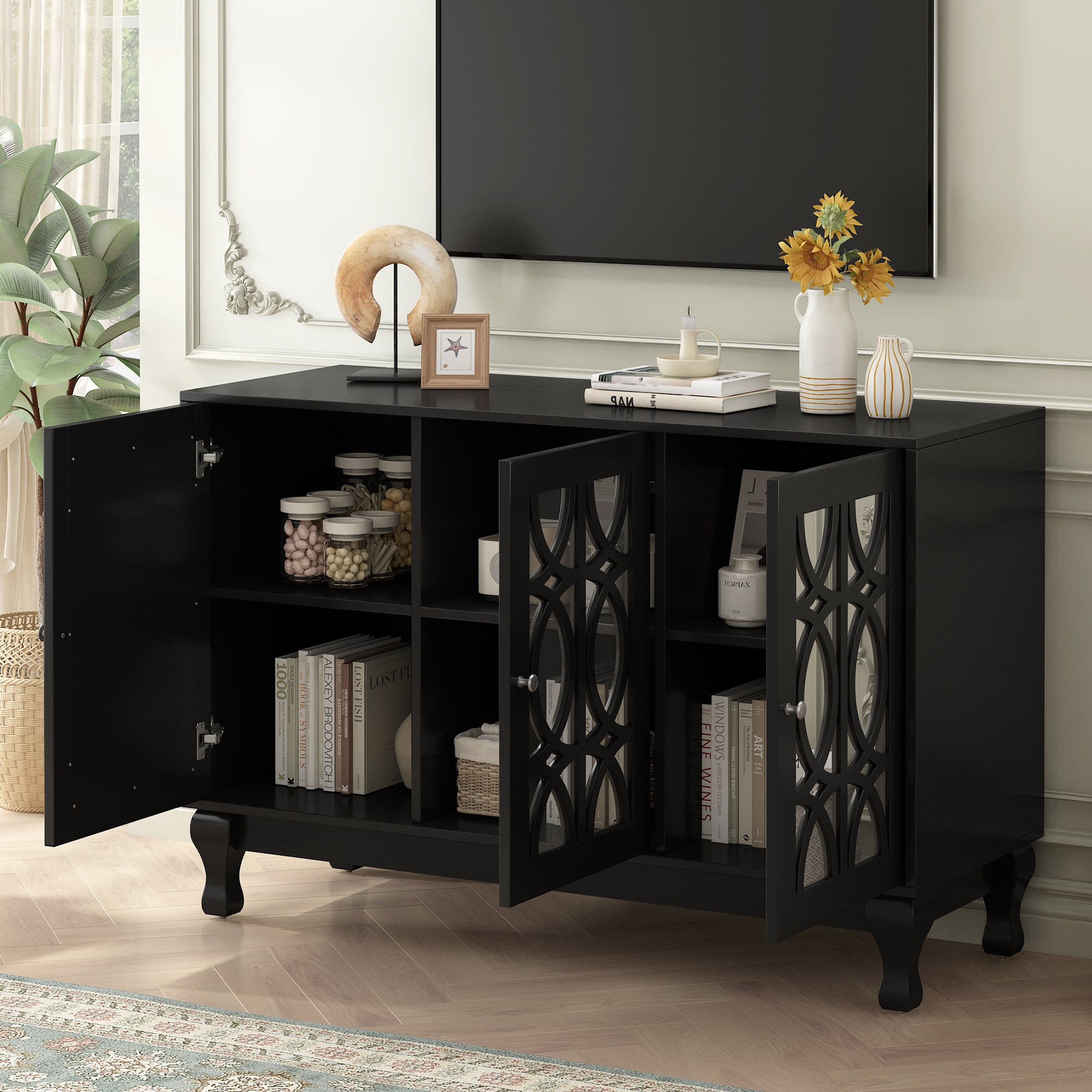 Mirrored Door Entertainment Center