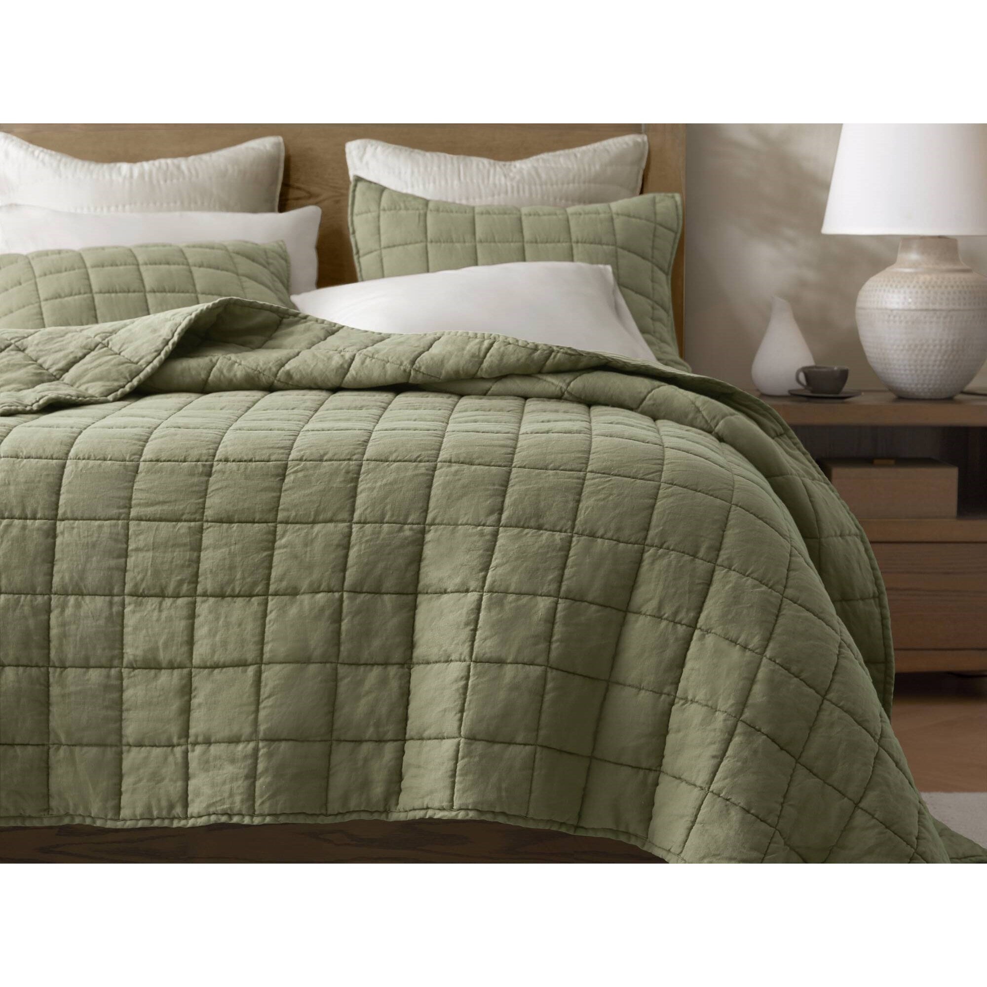 3 Piece Garment Washed French Linen Quilt Set