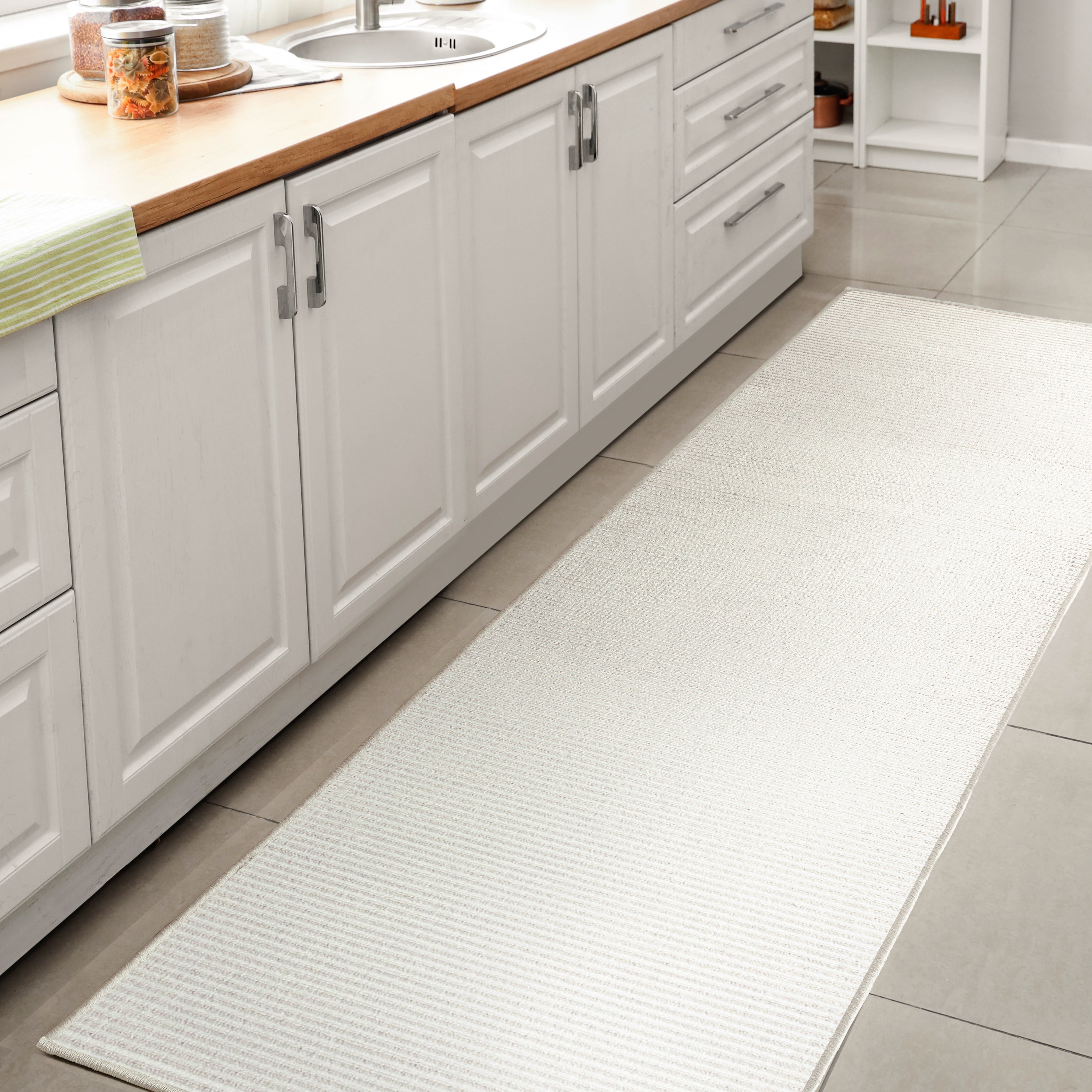 Cole Modern Minimalist Pinstripe High-Low Area Rug