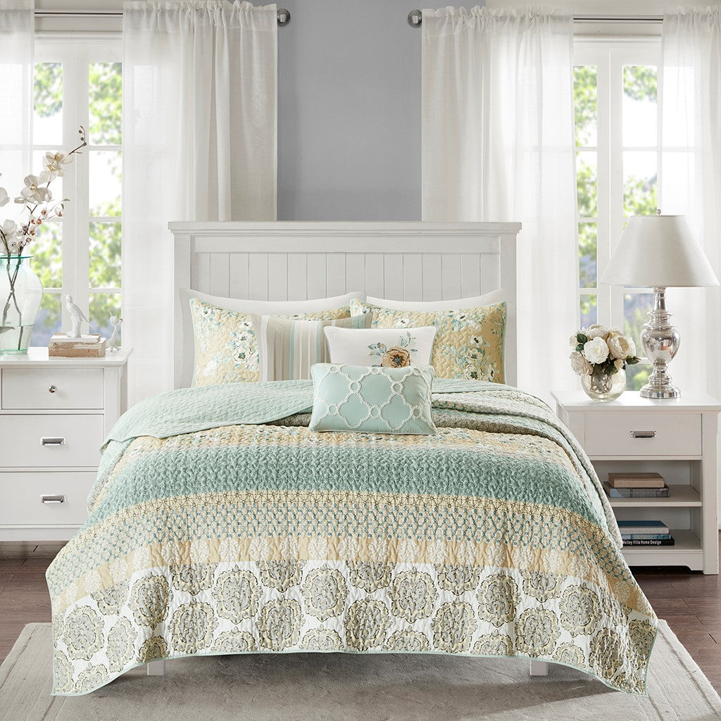 Willa 6-Piece Cotton Quilt Set with Throw Pillows