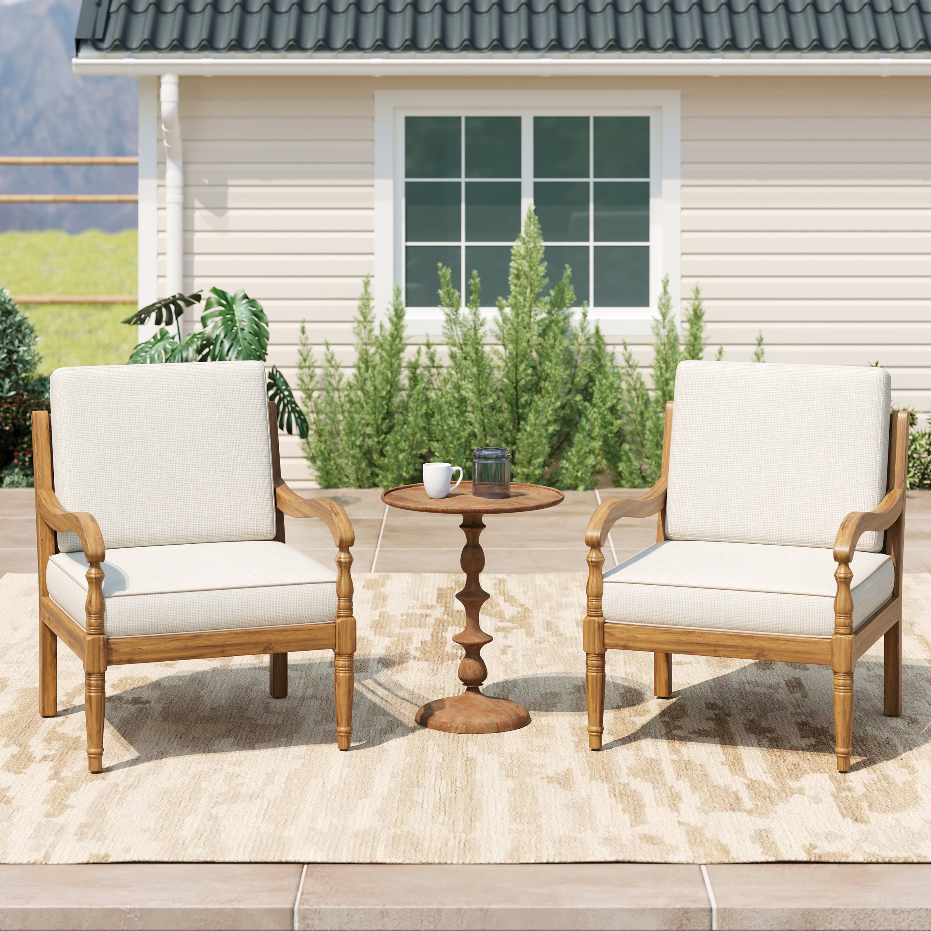 Islewood Acacia Wood Outdoor Patio Club Chair with Cushions
