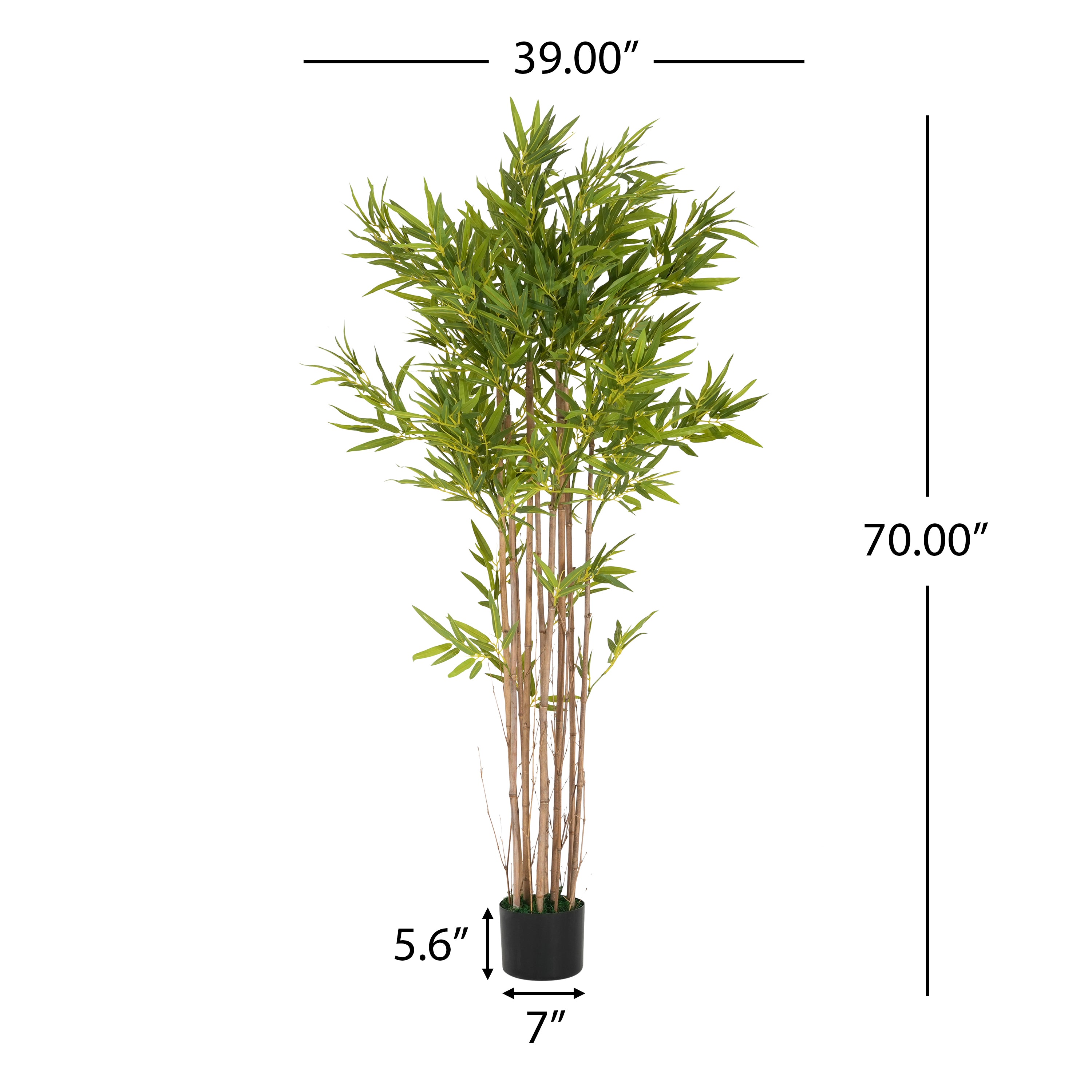 70" Artificial Bamboo with Black Plastic Pot