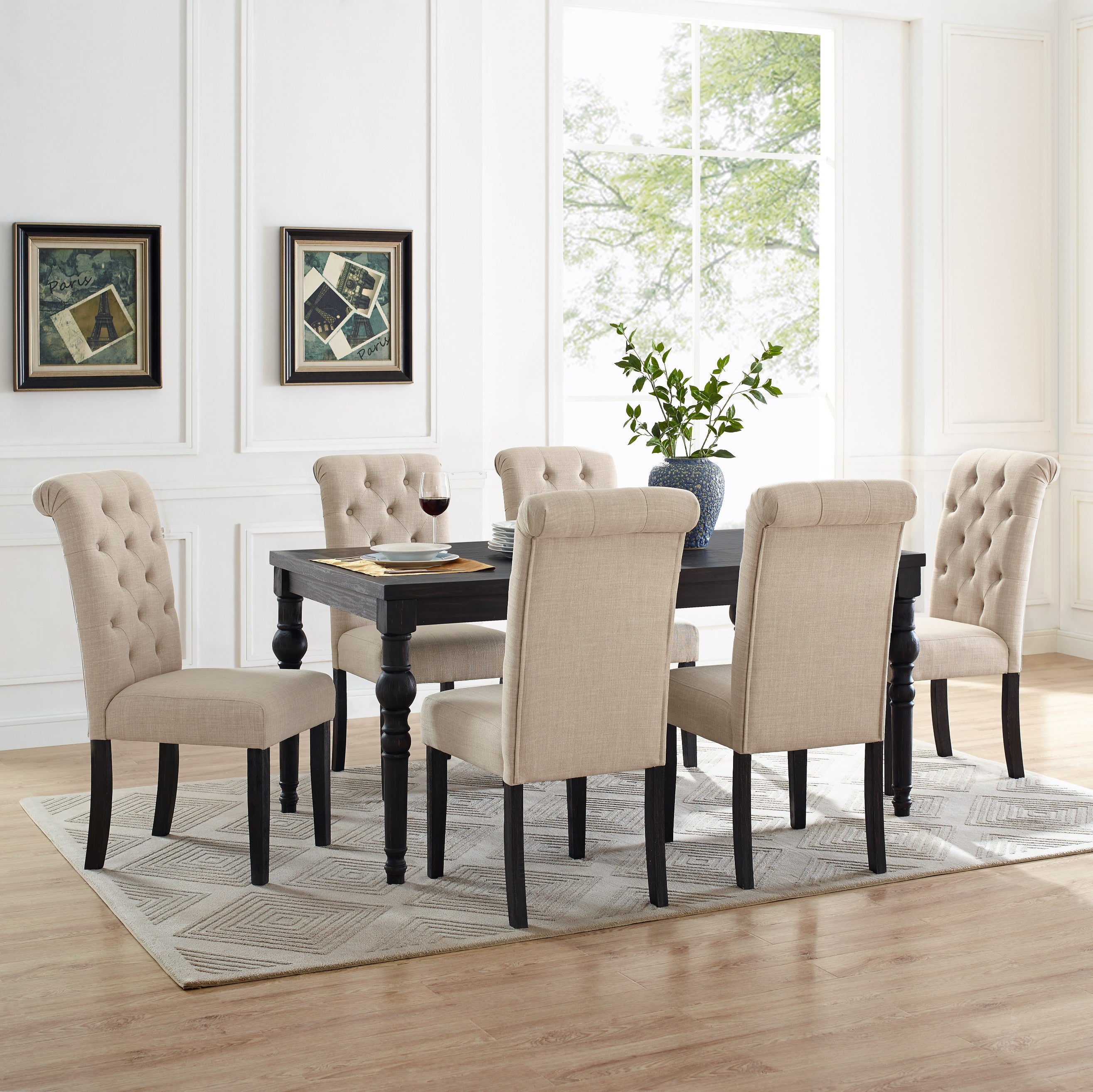 Levi Turned-Leg Dining Set with Table and 6 Chairs