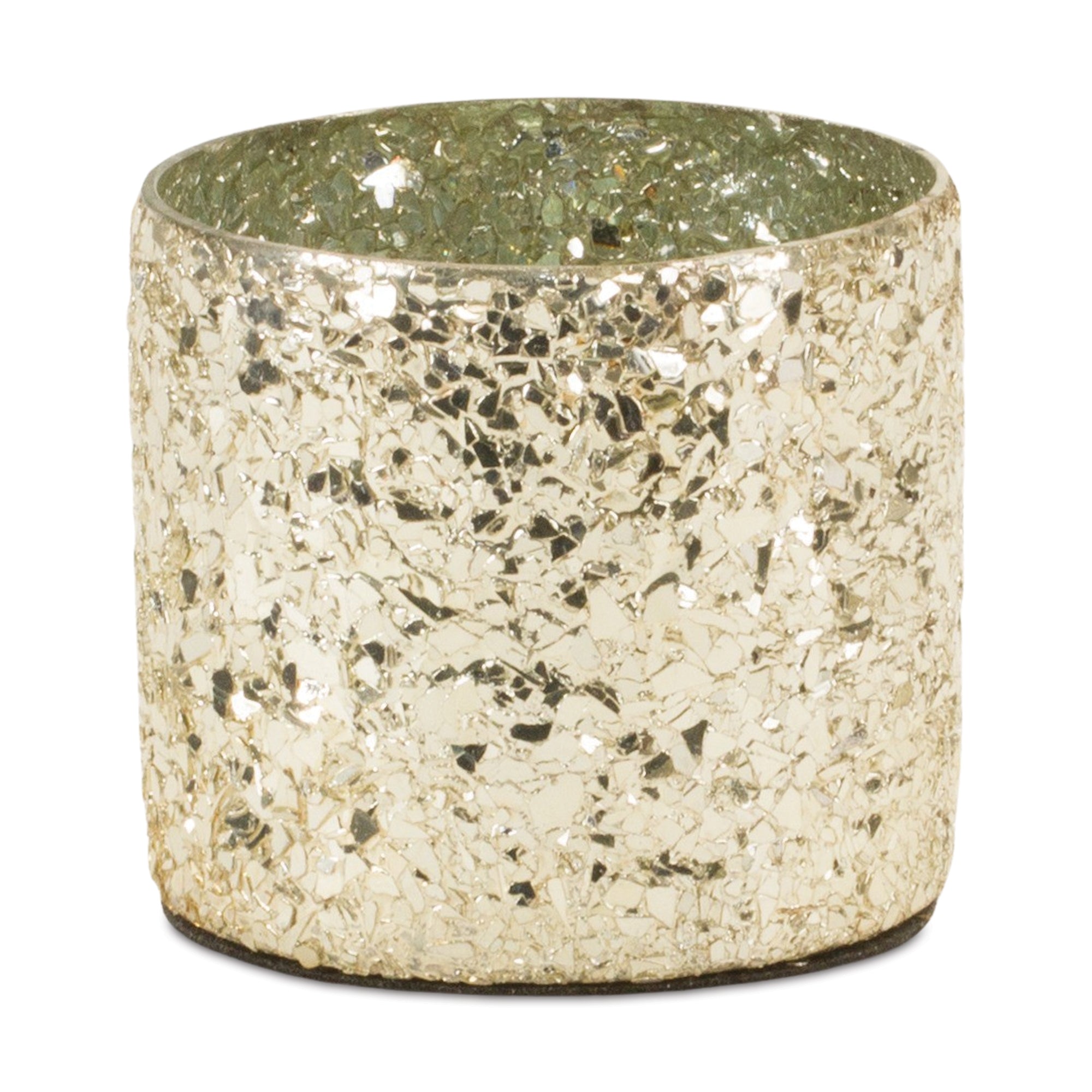 Gold Mosaic Glass Candle Holder, Set of 2